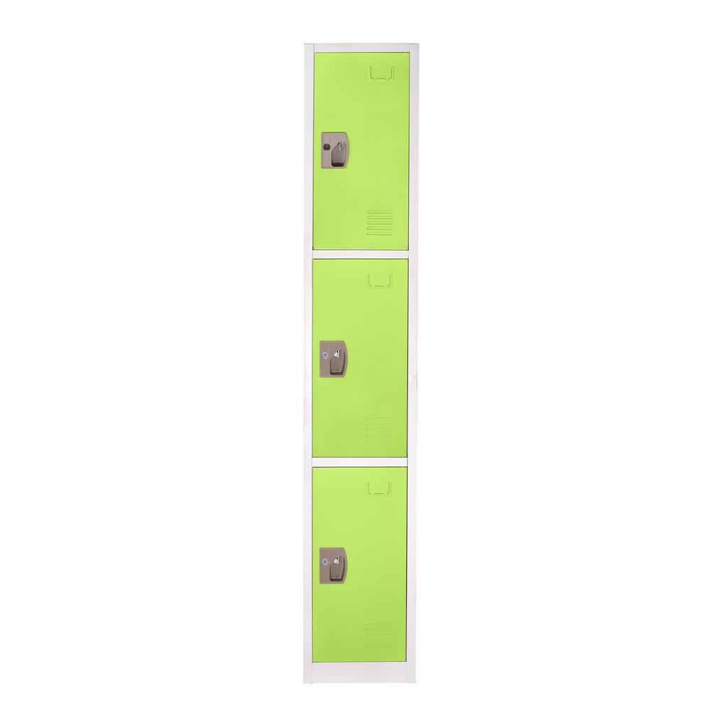 72 in. x 12 in. x 12 in. Triple-Compartment Steel Tier Key Lock Storage Locker in Green (4-Pack)