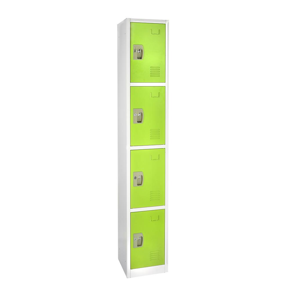 72 in. x 12 in. x 12 in. 4-Compartment Steel Tier Key Lock Storage Locker in Green (4-Pack)