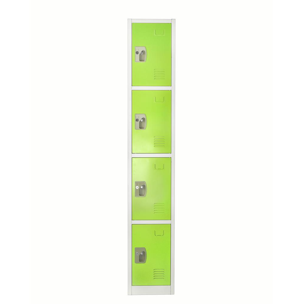 72 in. x 12 in. x 12 in. 4-Compartment Steel Tier Key Lock Storage Locker in Green 2 Pack