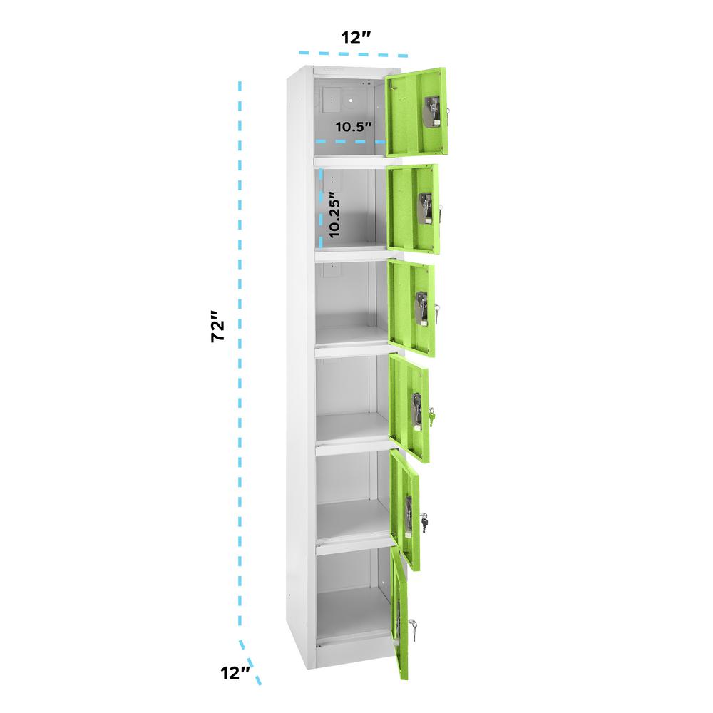 72 in. x 12 in. x 12 in. 6-Compartment Steel Tier Key Lock Storage Locker in Green (4-Pack)