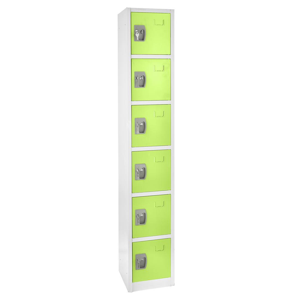 72 in. x 12 in. x 12 in. 6-Compartment Steel Tier Key Lock Storage Locker in Green (4-Pack)