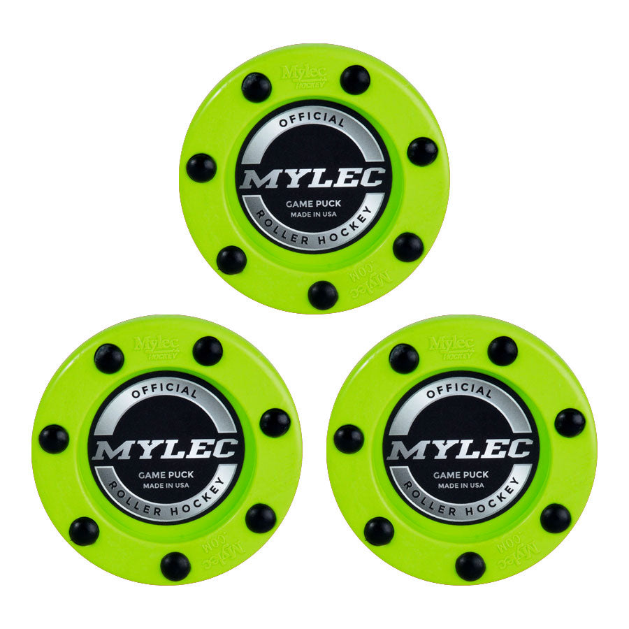 Official Roller Hockey Game Puck – Green – 3 Pack