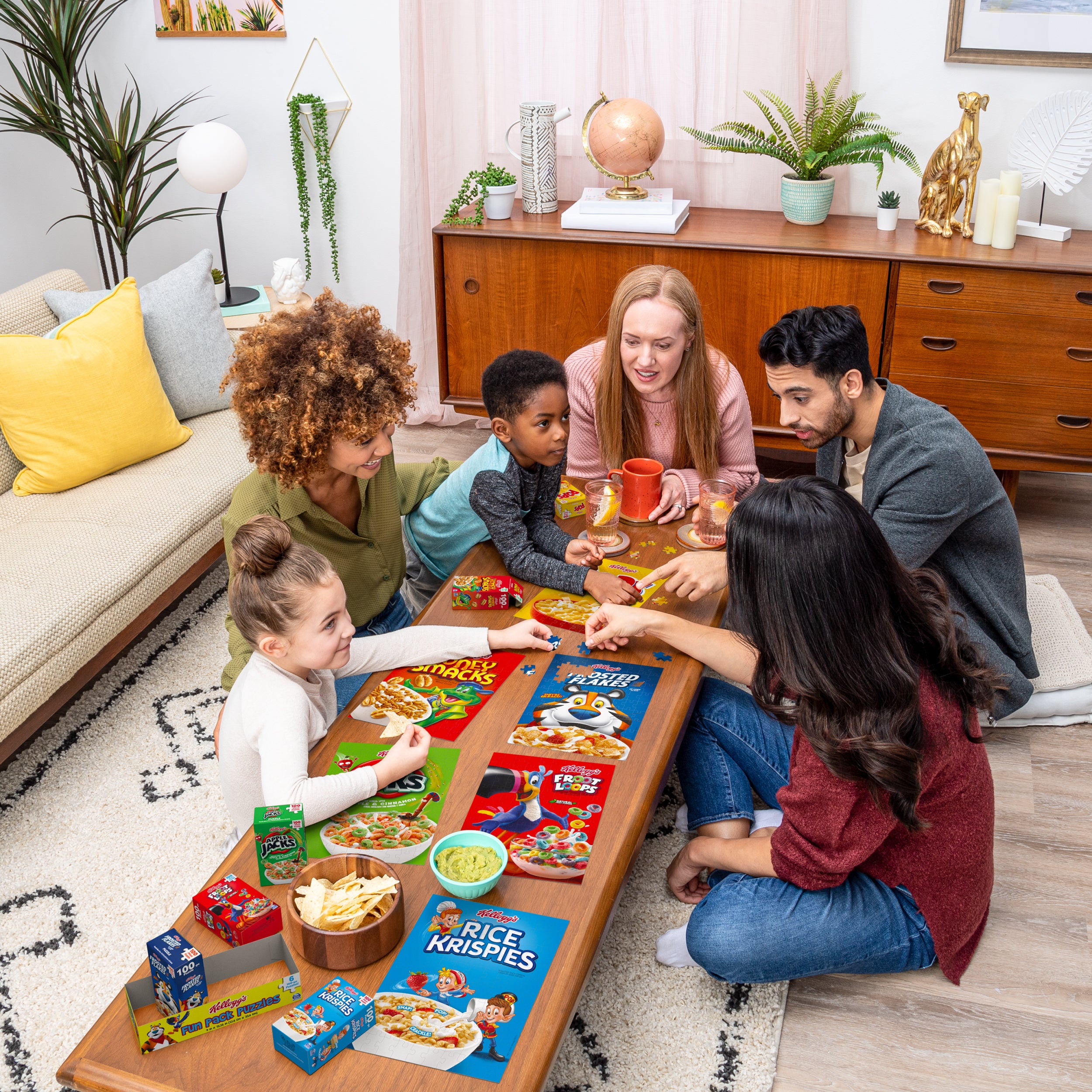Spin Master Games, Kellogg's Cereal 100-Piece Puzzles 6-Pack, Square Cereal Boxes Puzzle Gift Set, Froot Loops, Rice Krispies, Raisin Bran, Corn Flakes, Frosted Flakes, Honey Smacks for Ages 4 & Up