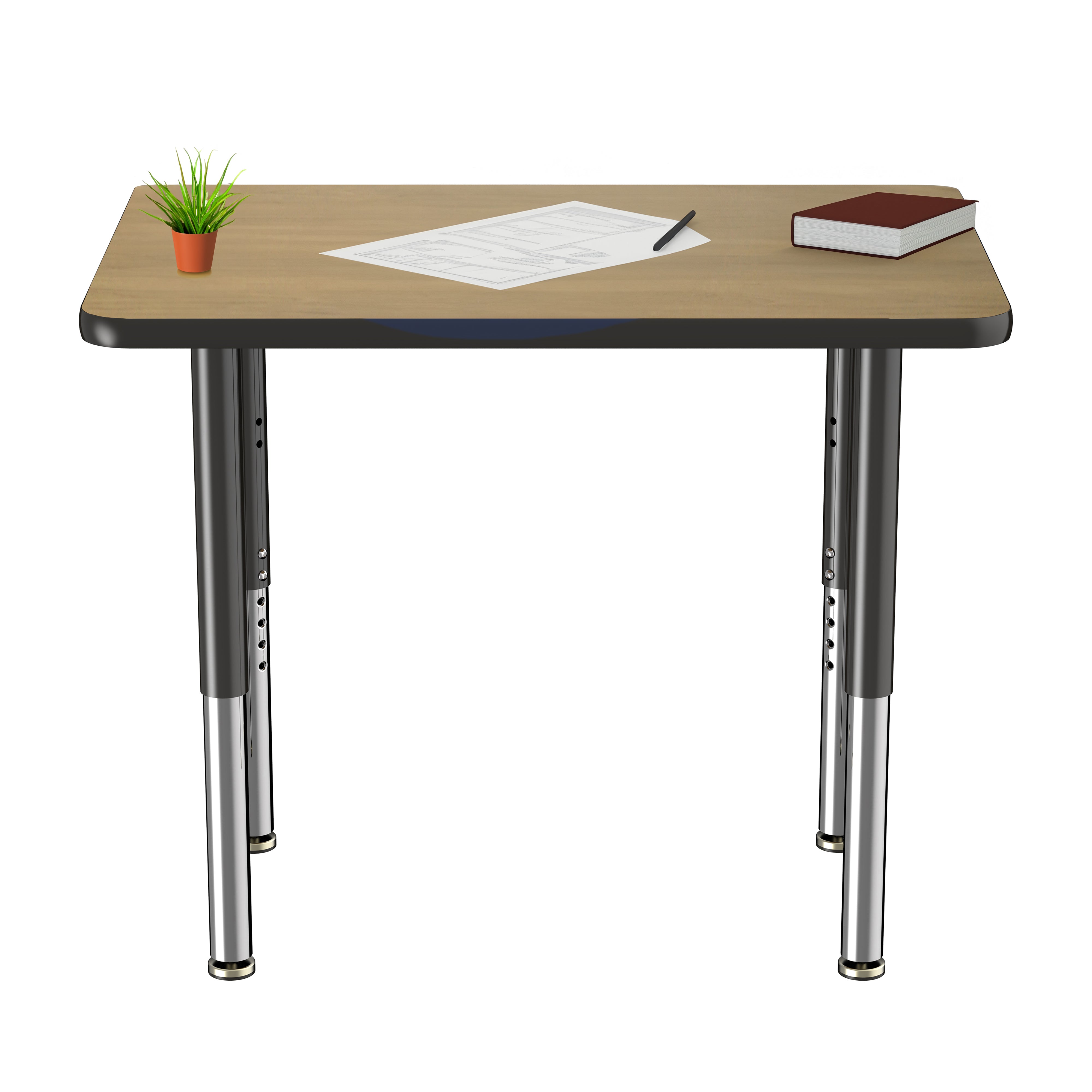 24" x 36" Rectangle T-Molding Activity Table with Adjustable Super Legs - Pasadena Oak/Black