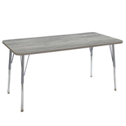 30" x 60" Rectangle La Madera Activity Table with Standard Legs - Light Gray Wood/Silver