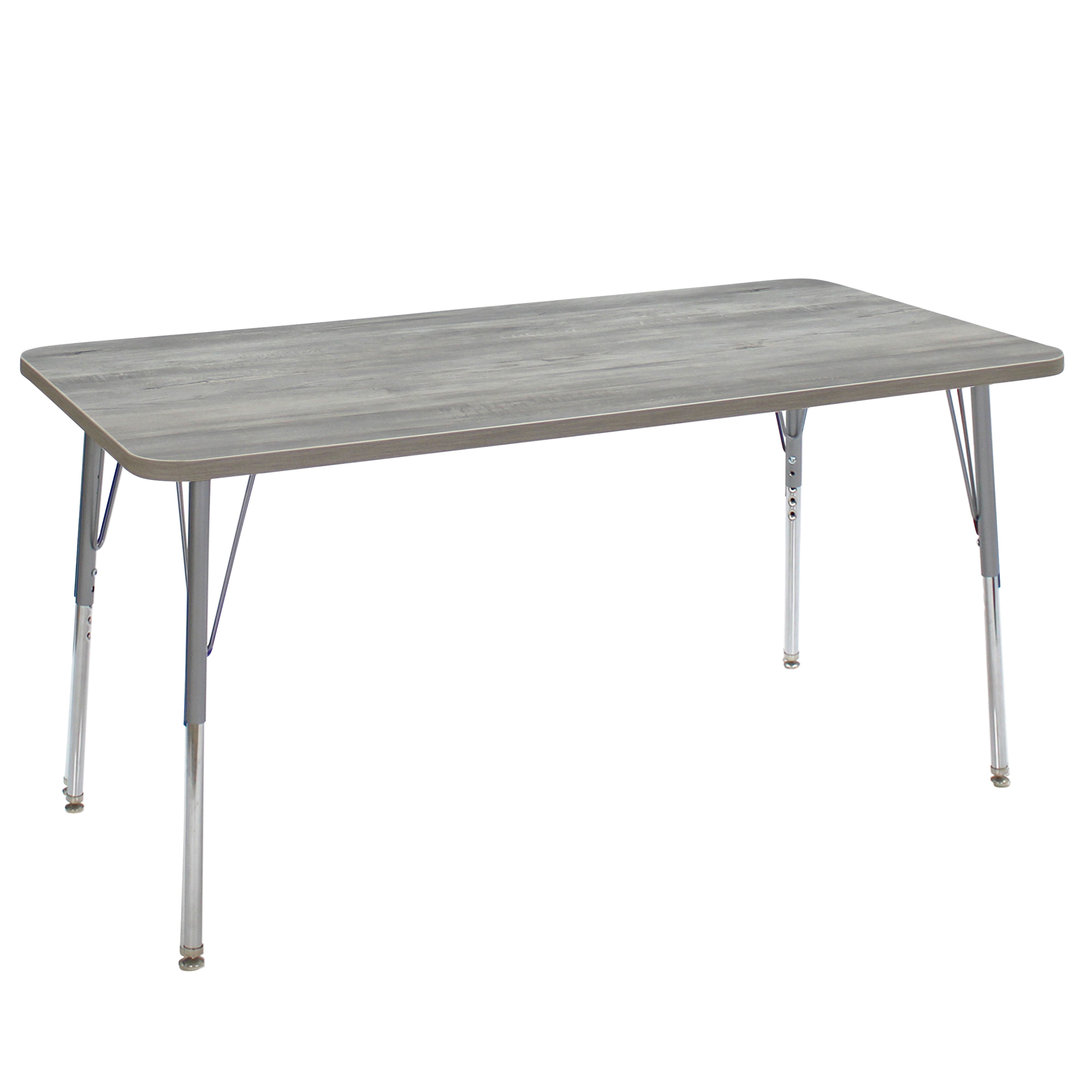 30" x 60" Rectangle La Madera Activity Table with Standard Legs - Light Gray Wood/Silver