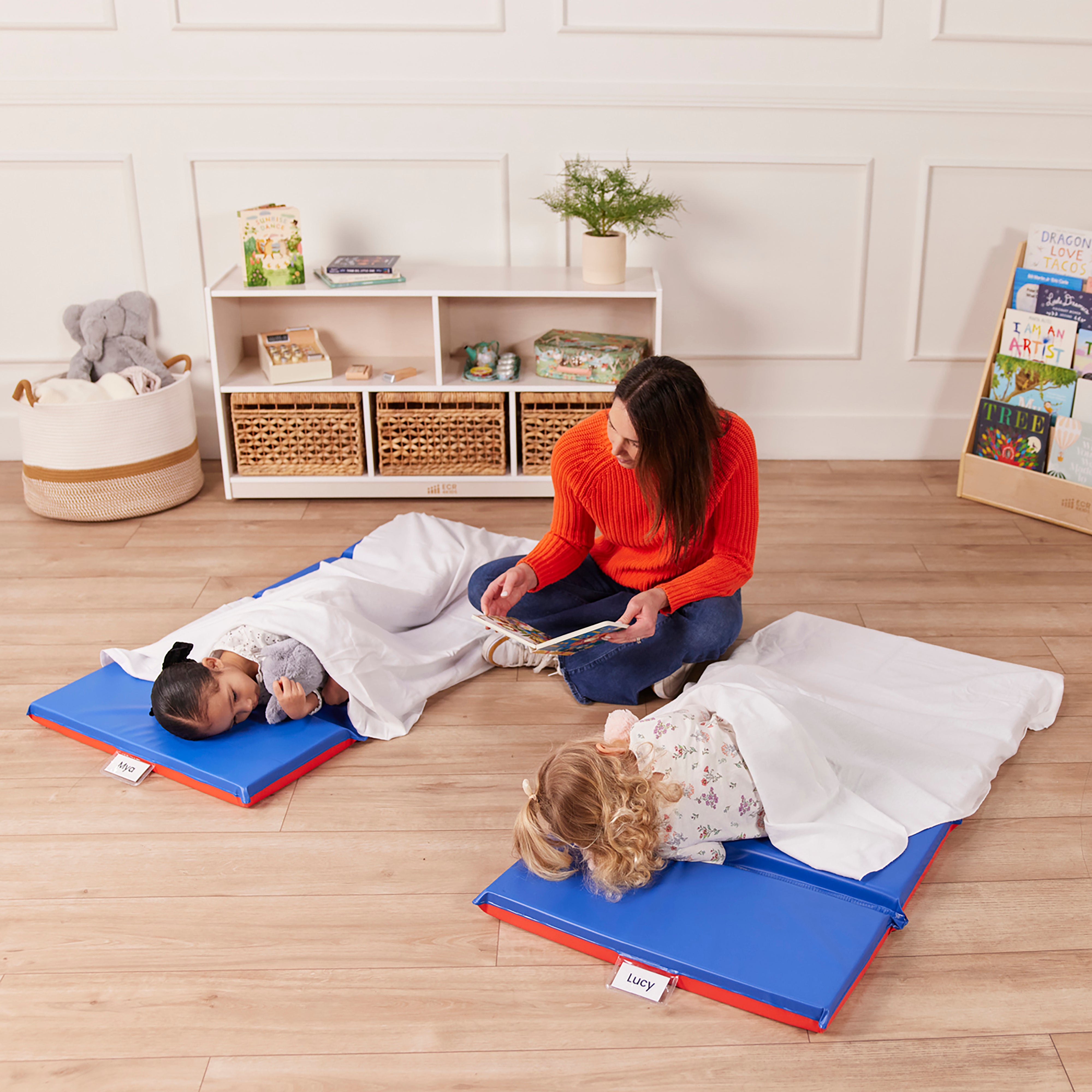 Heavy-Duty Folding Rest Mat 4-Section 2in 5-Pack - Blue/Red