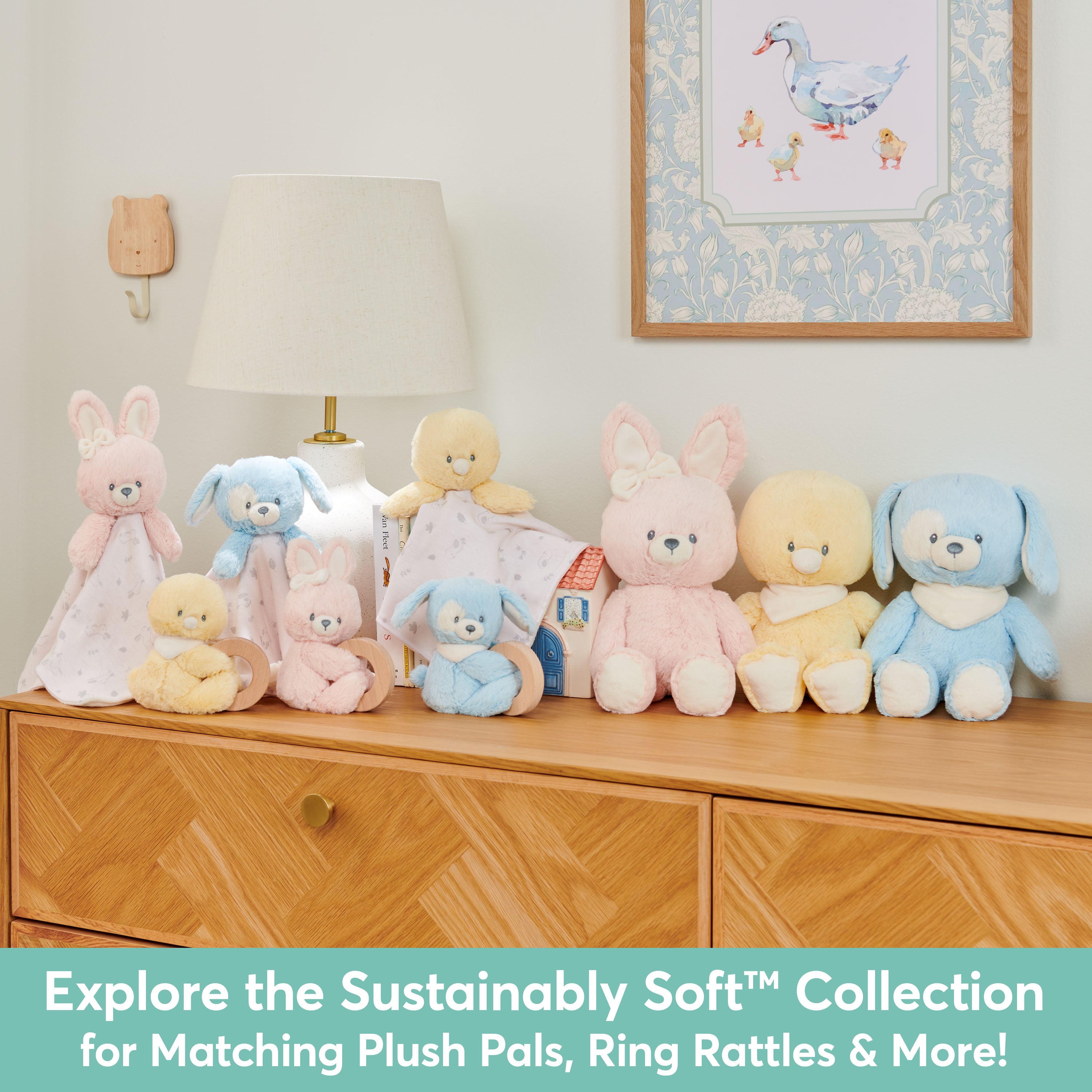 GUND Baby Sustainably Soft Bunny Lovey, Stuffed Animal Plush Blanket Made from 100% Recycled Materials, for Babies and Newborns, Pink/Cream, 10”