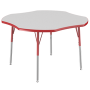 48" x 48" Clover T-Molding Activity Table with Adjustable Standard Swivel Glide Legs - Gray/Red