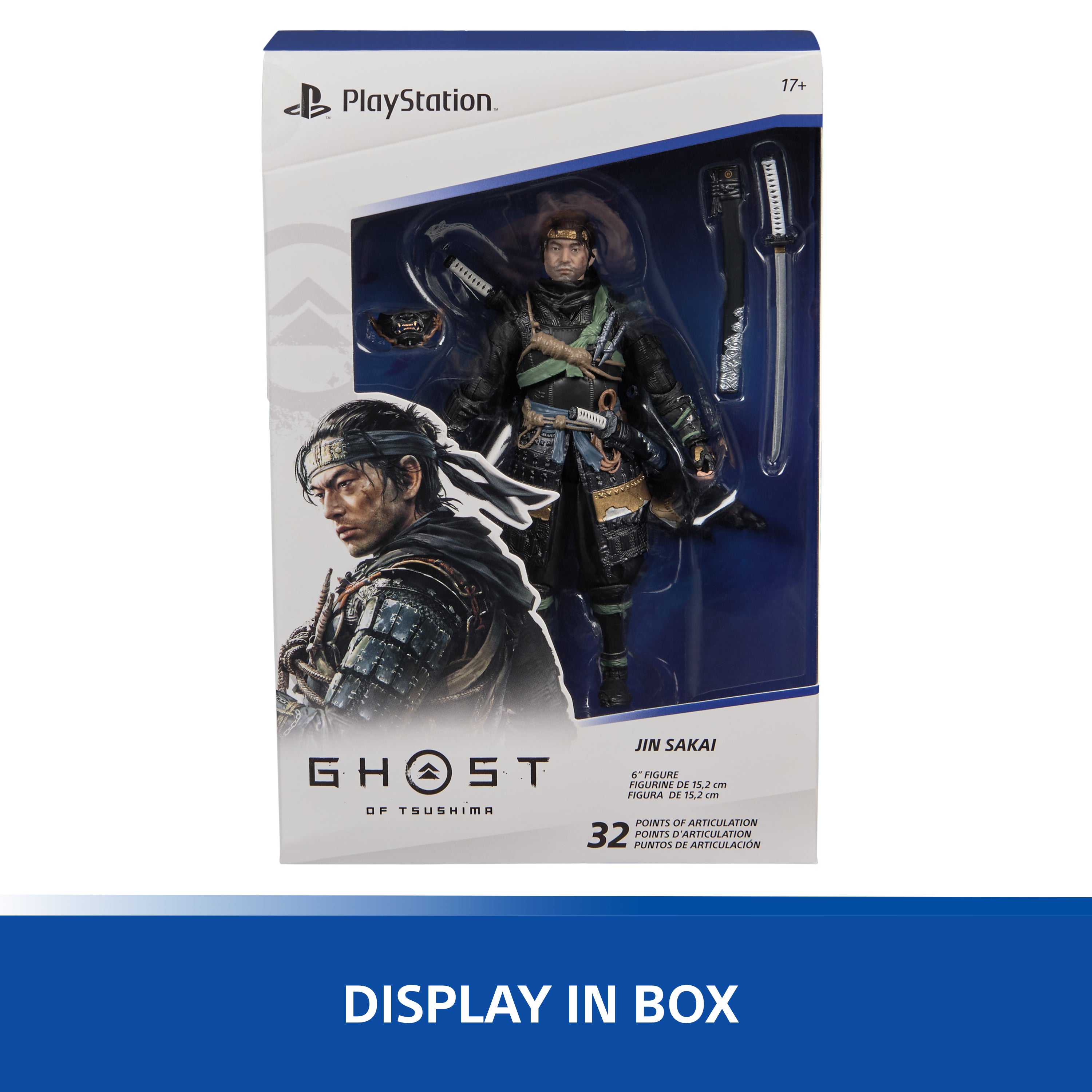 PlayStation, Ghost of Tsushima, 6” Jin Sakai Samurai Action Figure & 2 Accessories, The Shapes Collection, For PS5 Fans & Collectors Ages 17+