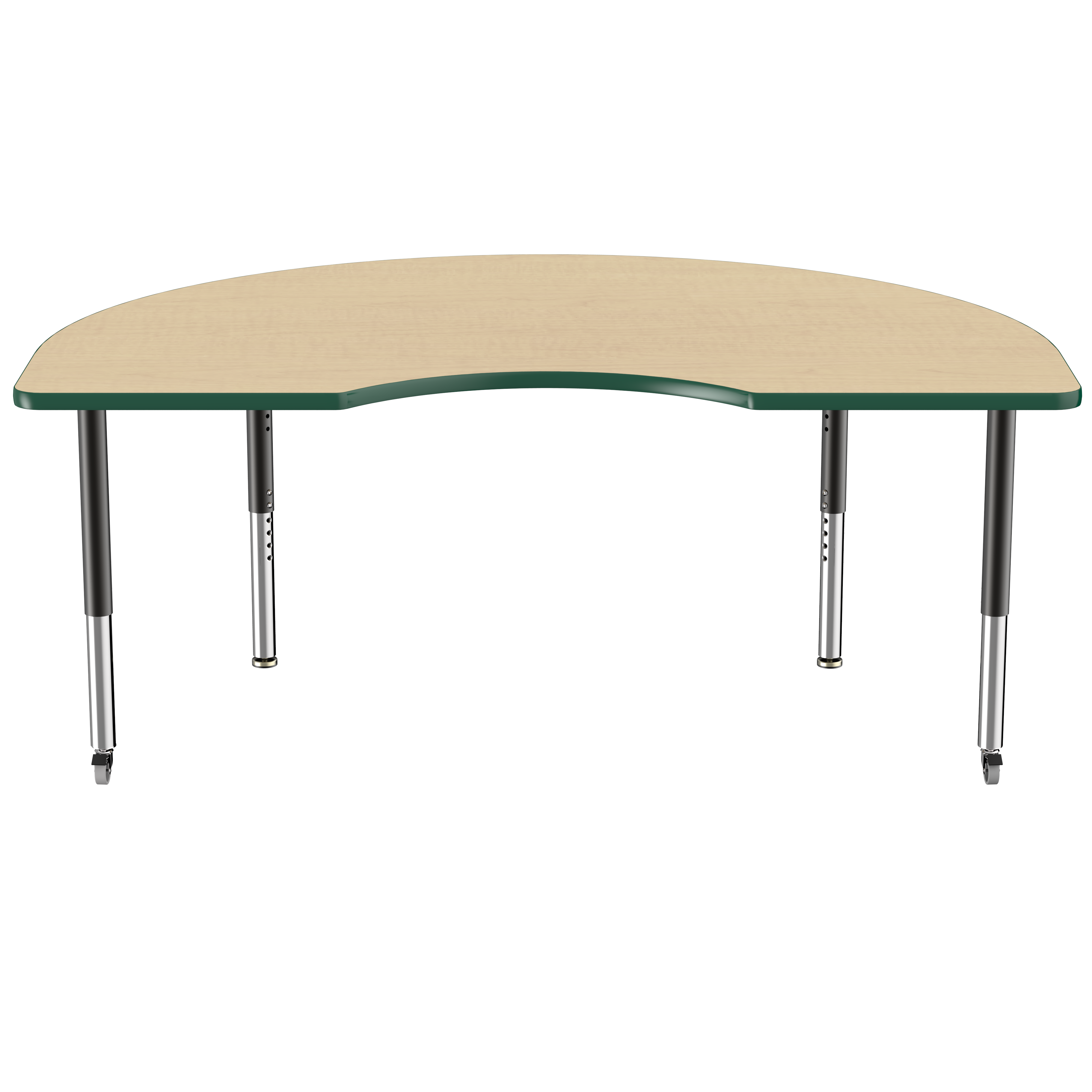 48" x 72" Kidney T-Molding Activity Table with Adjustable Super Legs - Maple/Green/Black
