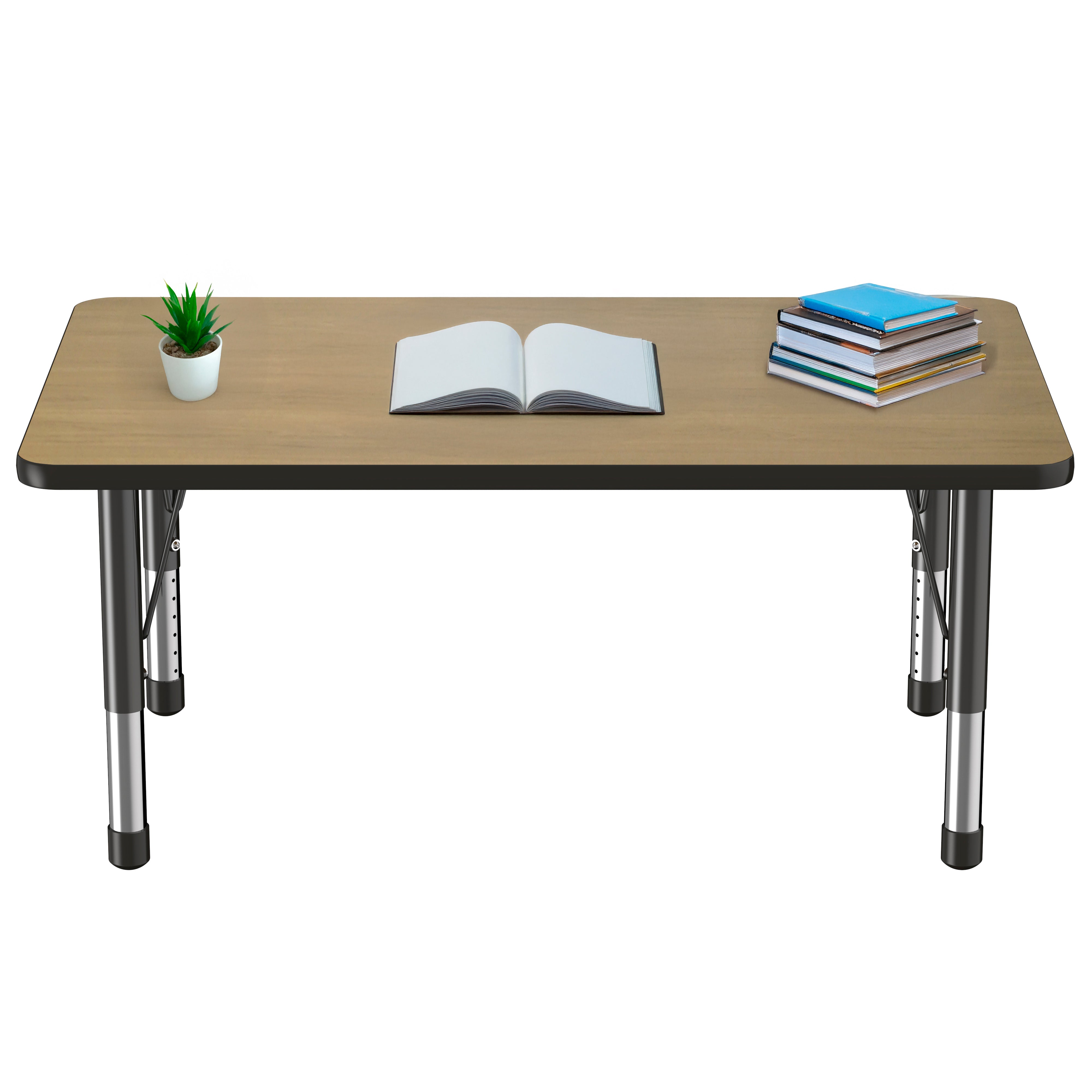 30" x 48" Rectangle T-Molding Activity Table with Adjustable Chunky Legs - Pasadena Oak/Black