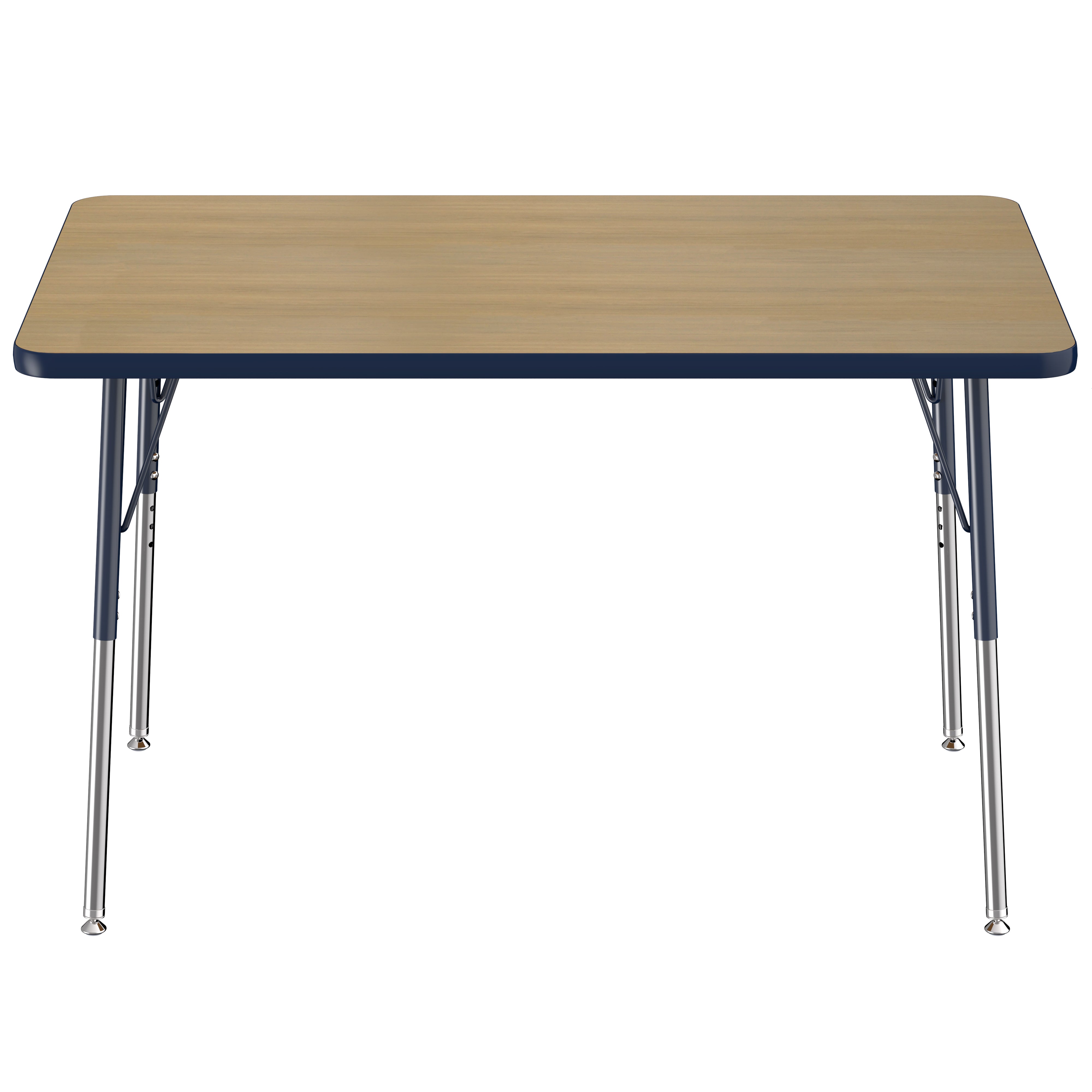 30" x 48" Rectangle Thermofused Activity Table with Adjustable Standard Swivel Glide Legs - Pasadena Oak/Navy