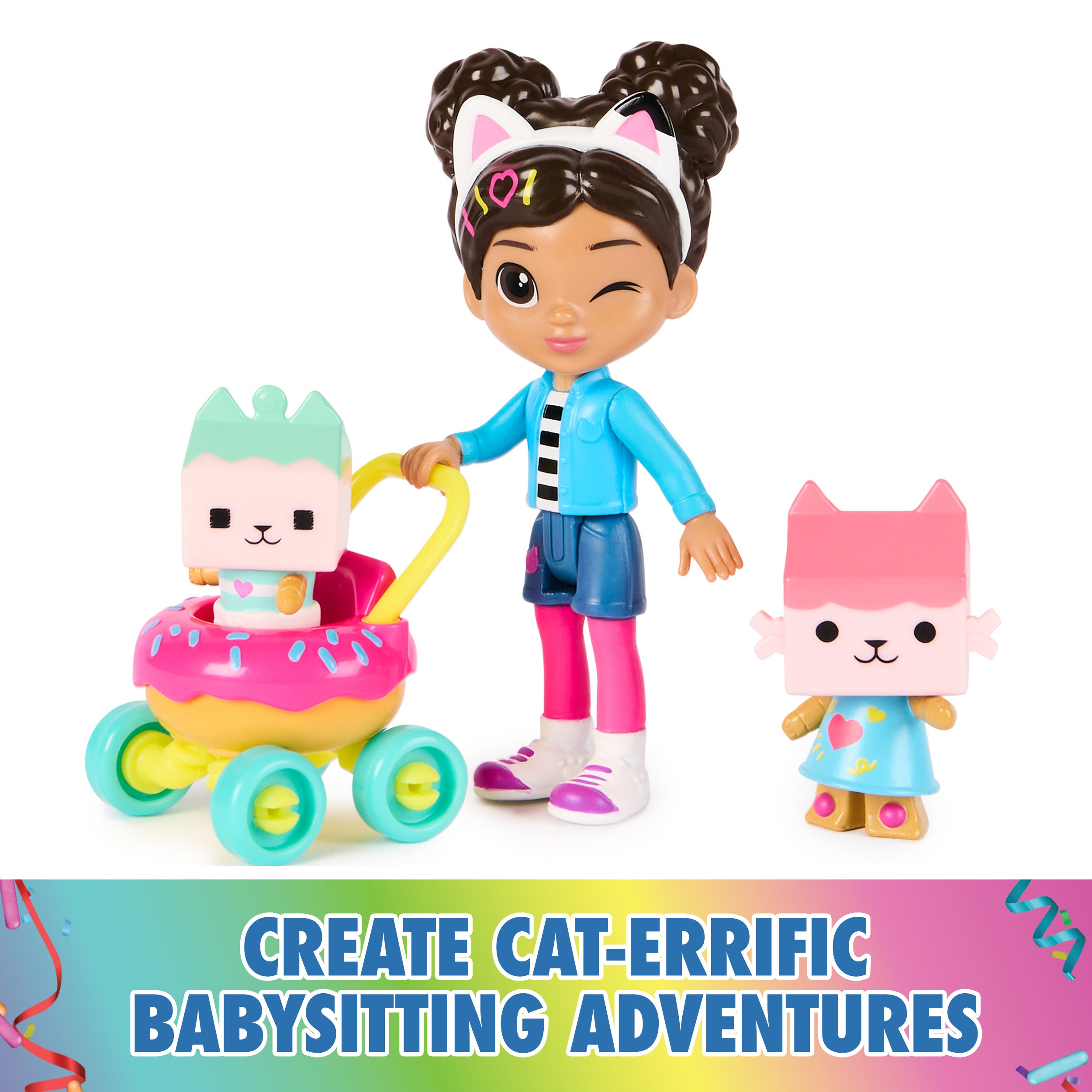 Gabby’s Dollhouse, Kitty Care Figure Set with Gabby, Baby Box, Baby Benny Box, Surprise Toys & Dollhouse Accessories, Kids Toys for Girls & Boys 3+