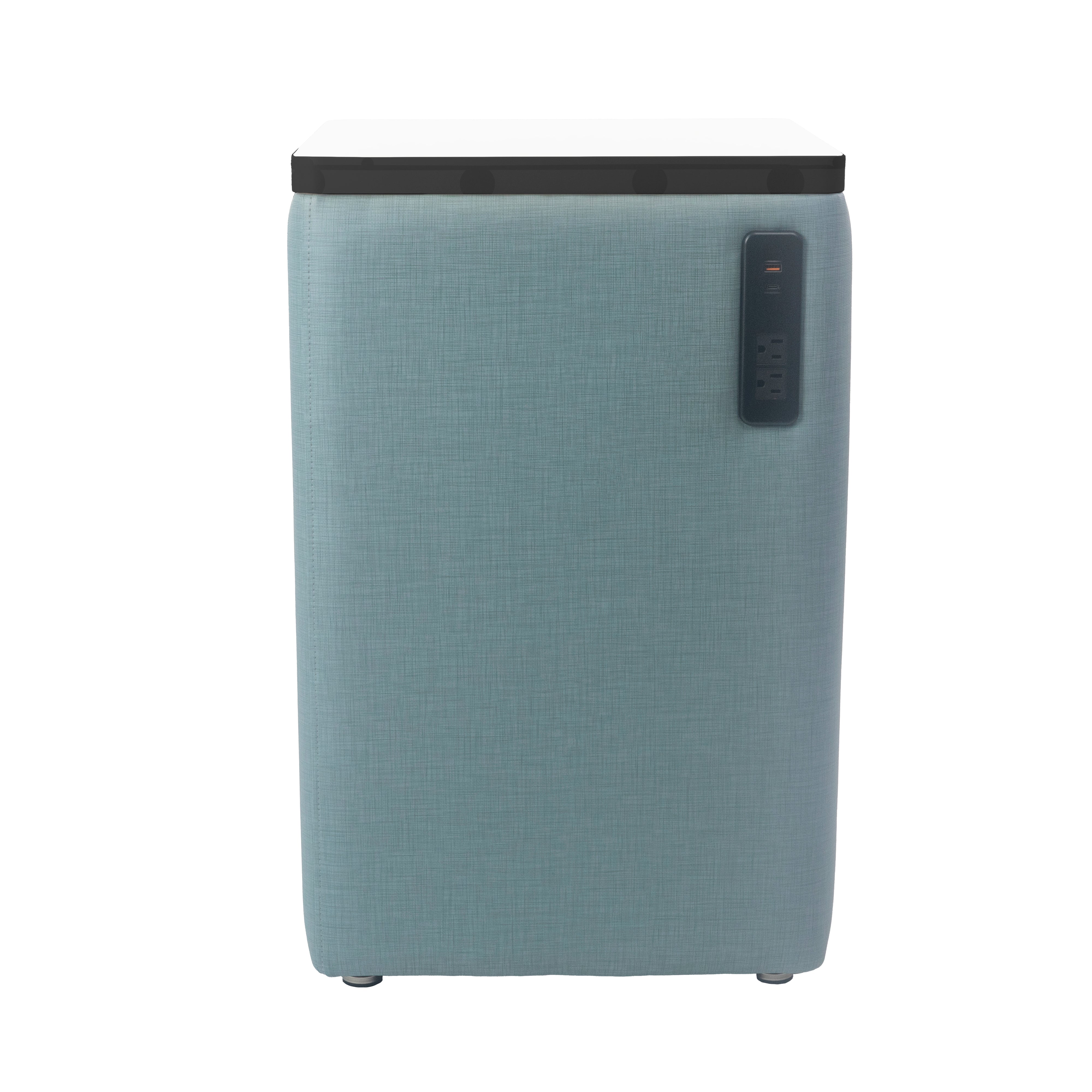 Pro Series Upholstered 18" x 18" Square Dry-Erase Ottoman Table with Tech Panel 28" Height - Sky Blue Crosshatch/Whiteboard