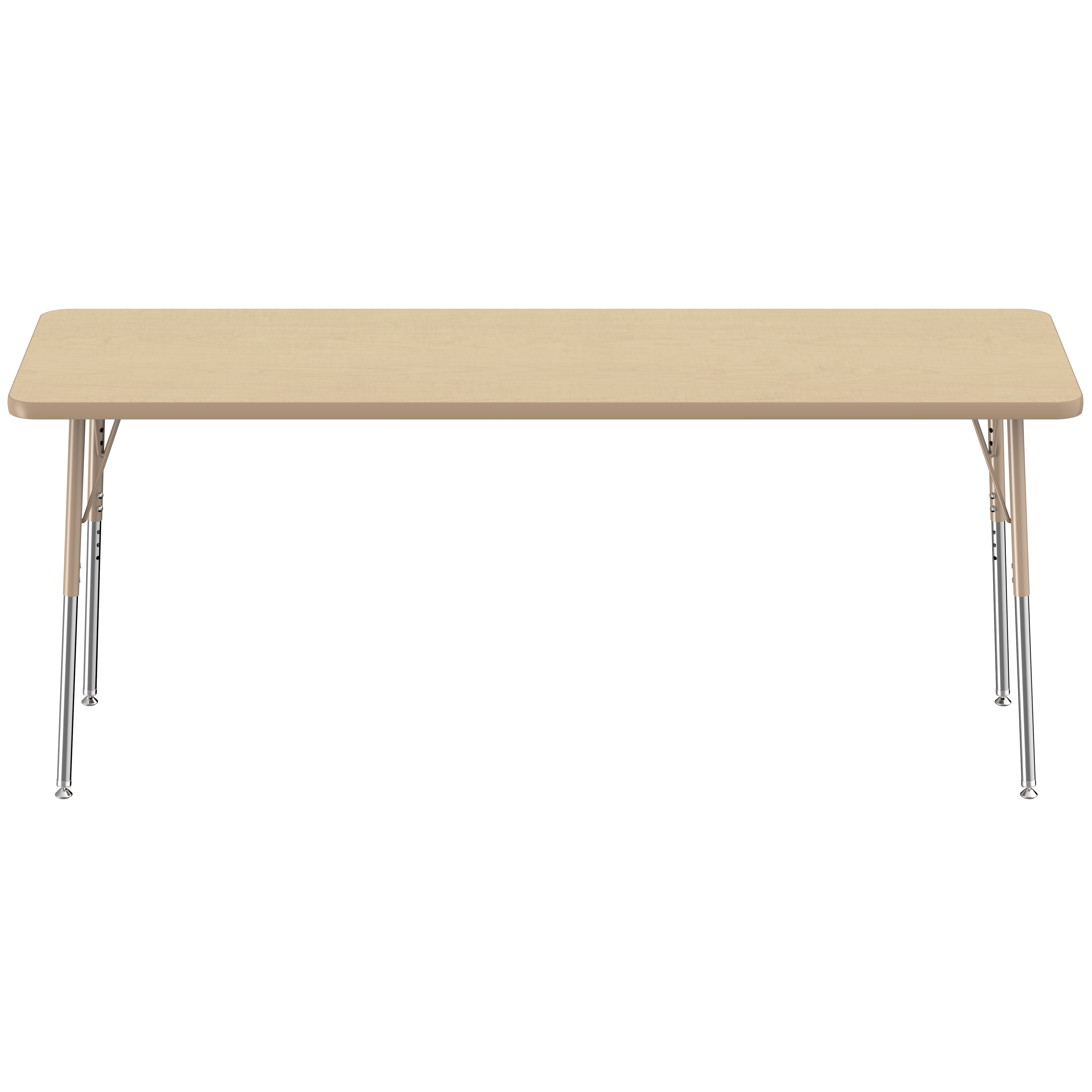 24" x 72" Rectangle T-Molding Activity Table with Adjustable Standard Swivel Glide Legs - Maple/Sand