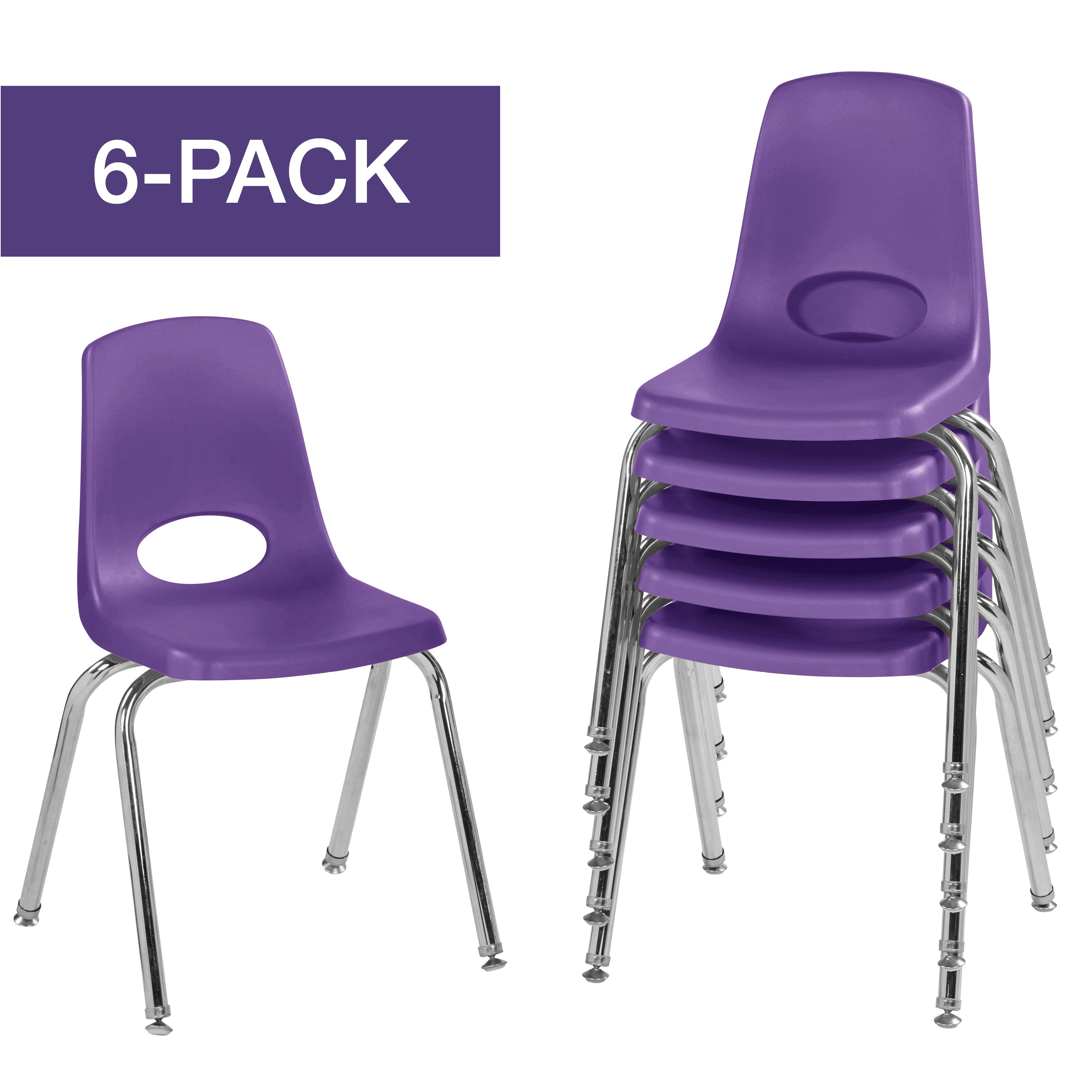 16" Stack Chair with Swivel Glides - Purple