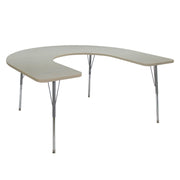 60" x 66" Horseshoe La Madera Activity Table with Standard Legs - Asian Sand/Silver