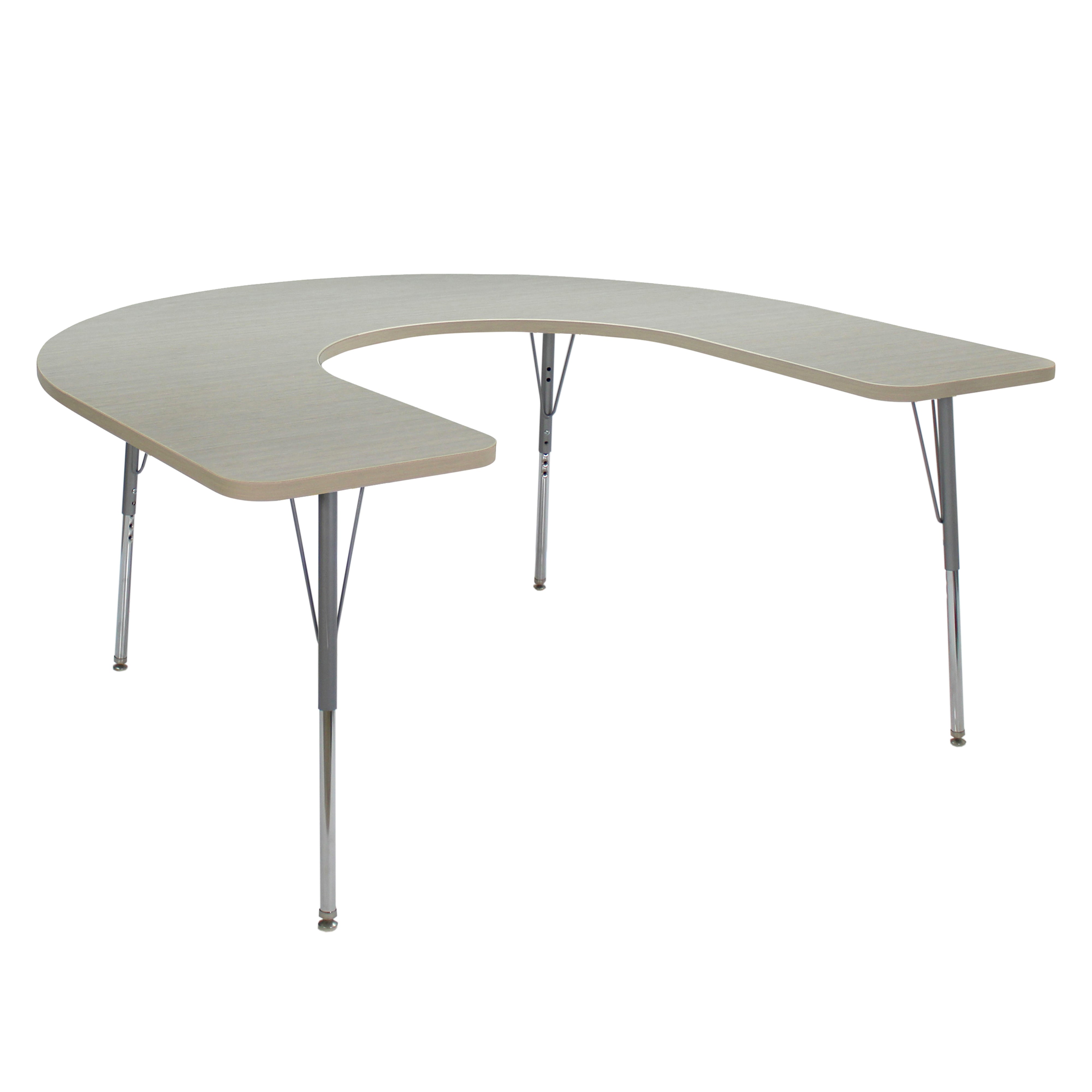 60" x 66" Horseshoe La Madera Activity Table with Standard Legs - Asian Sand/Silver