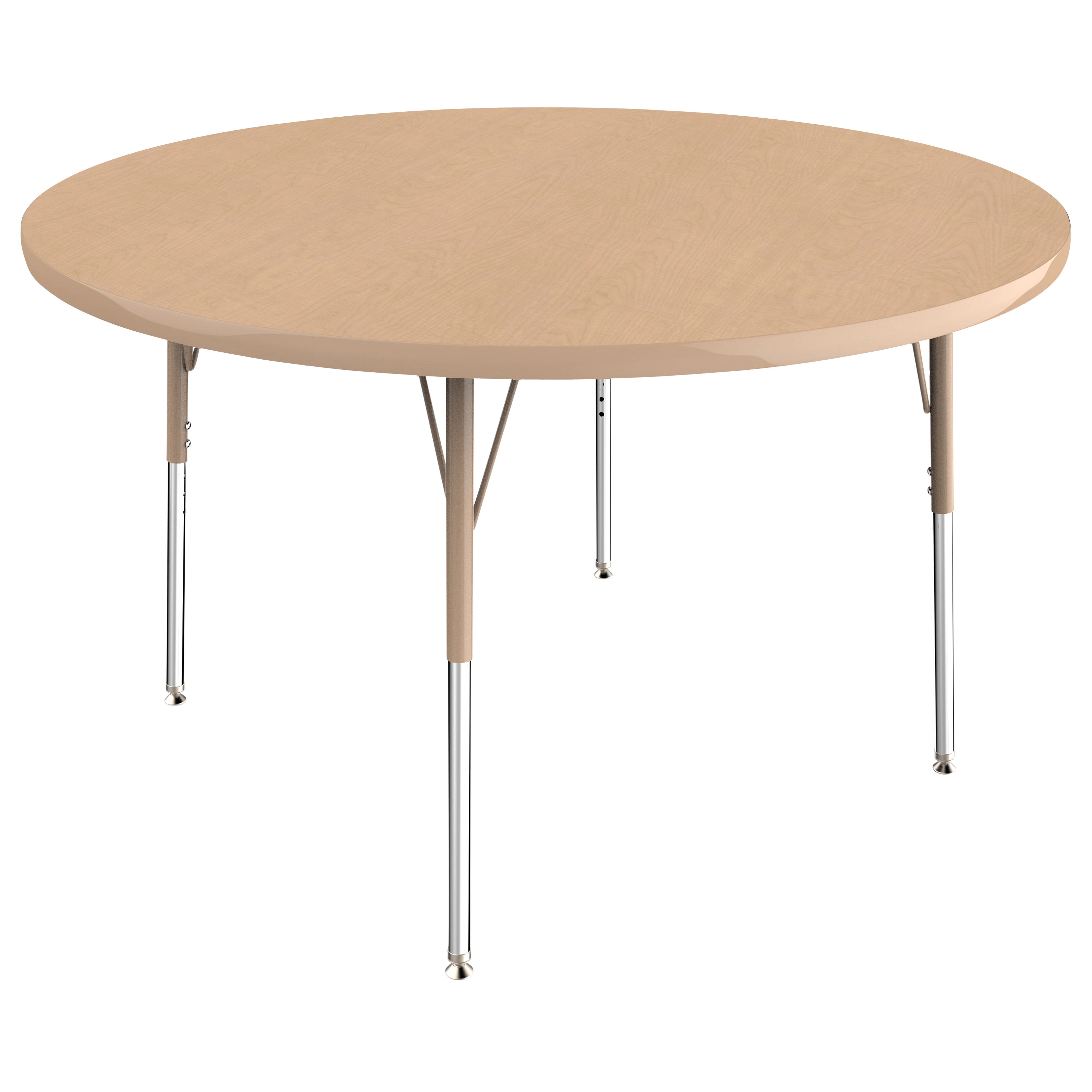 48" Round T-Molding Activity Table with Adjustable Standard Swivel Glide Legs - Maple/Sand