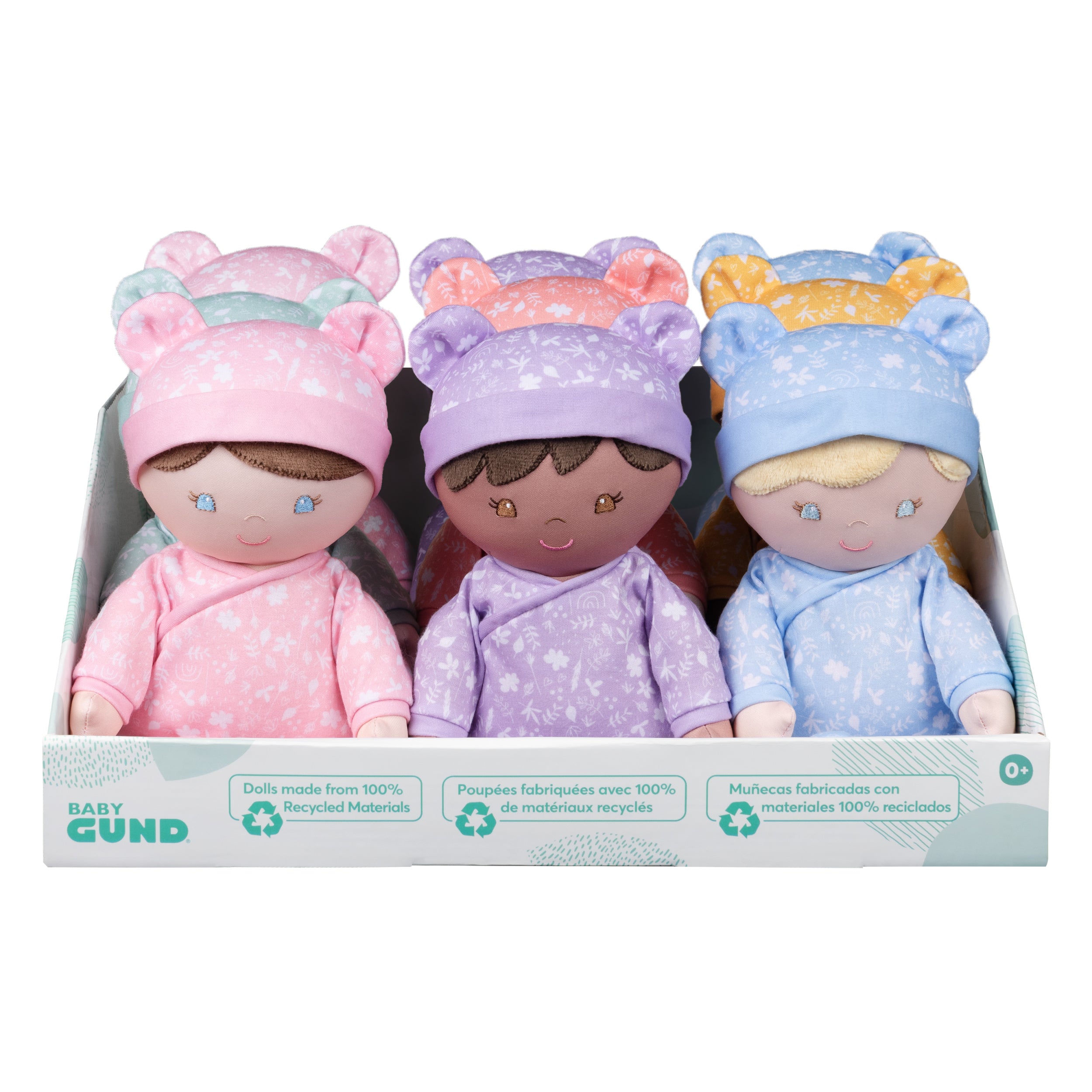 Baby GUND Sustainable Baby Doll CDU, Plush Dolls Made from Recycled Materials, For Babies and Newborns, Assorted Styles, 12”