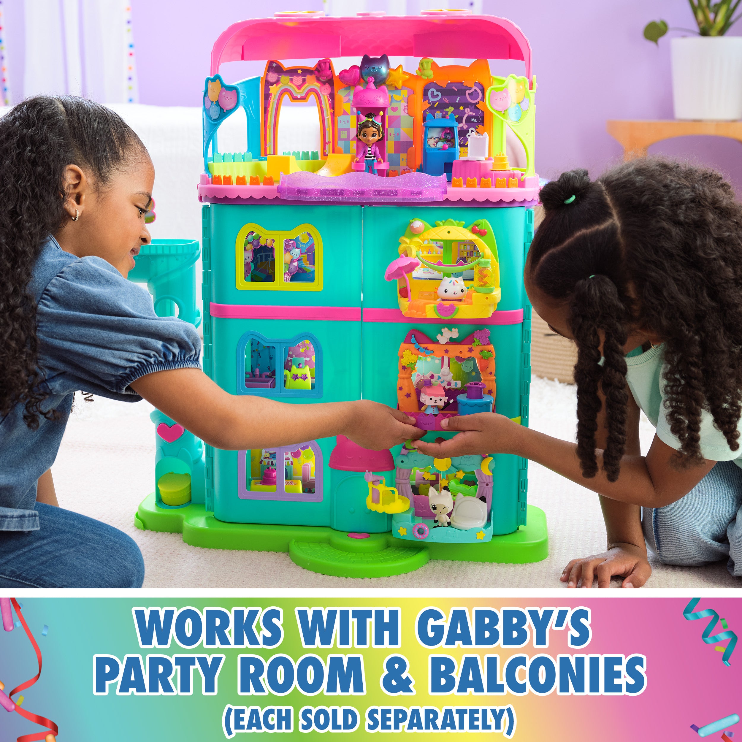 Gabby's Dollhouse, 15 Pc Celebration Dollhouse, 25-Inches Tall, with Toy Figures, Doll House Furniture & 10 Sounds, Kids Toys for Girls & Boys Ages 3+