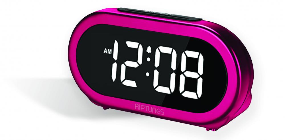 Riptunes 1.4-Inch Digital Alarm Clock w/ 5 Alarm Sounds - Pink