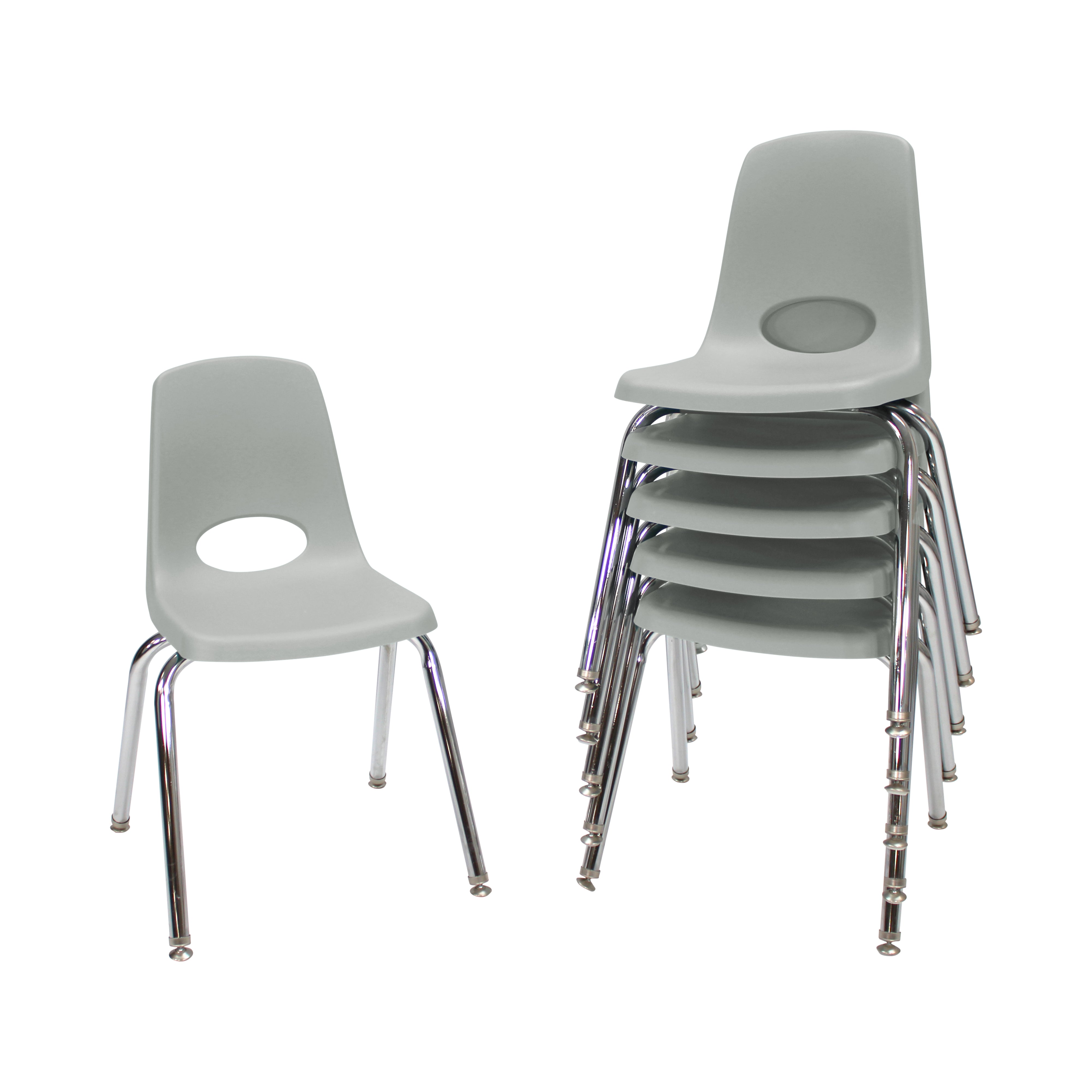 16" Stack Chair with Swivel Glides - Light Gray