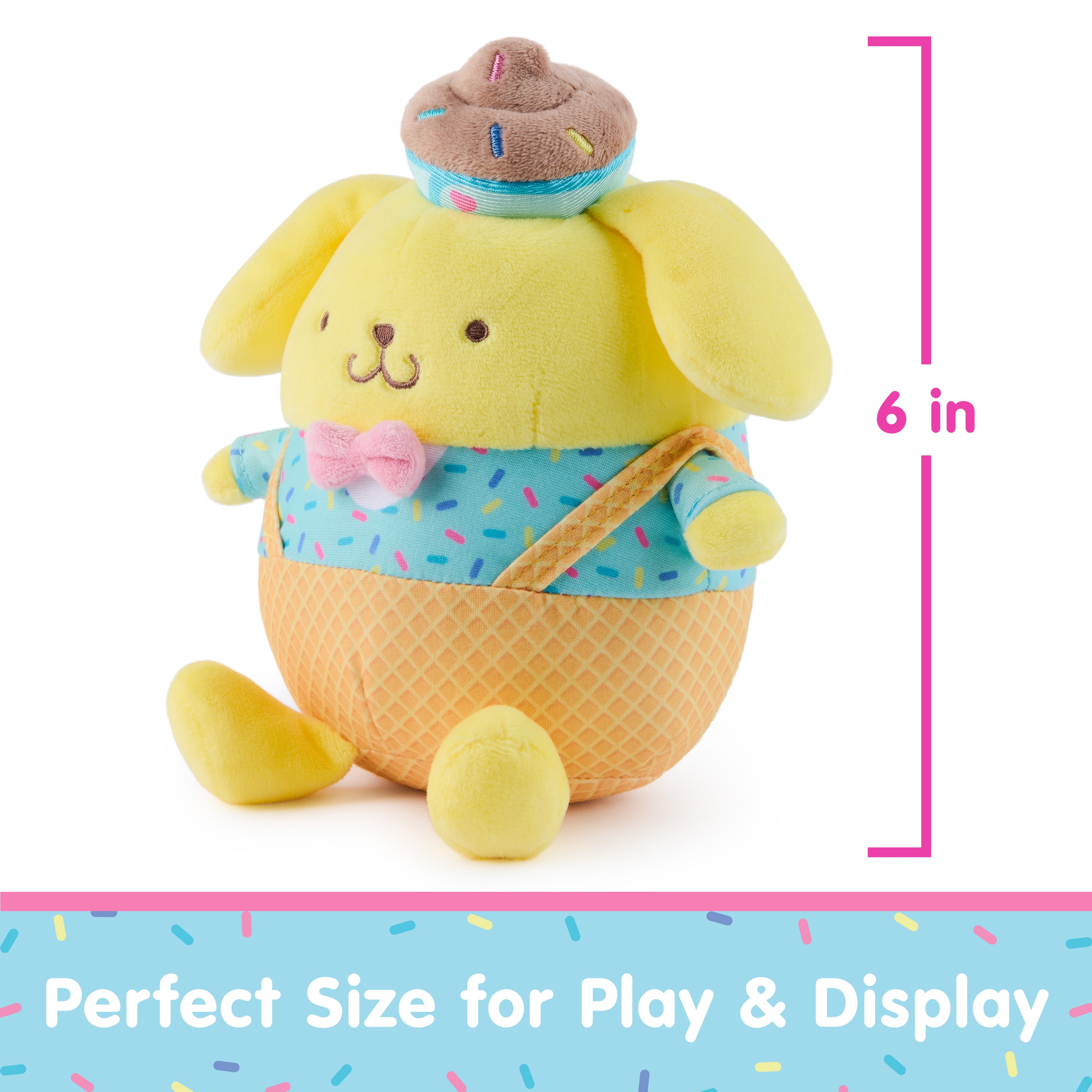 GUND Sanrio Hello Kitty and Friends Pompompurin Ice Cream Plush, Stuffed Animal for Ages 1 and Up, Yellow, 6”