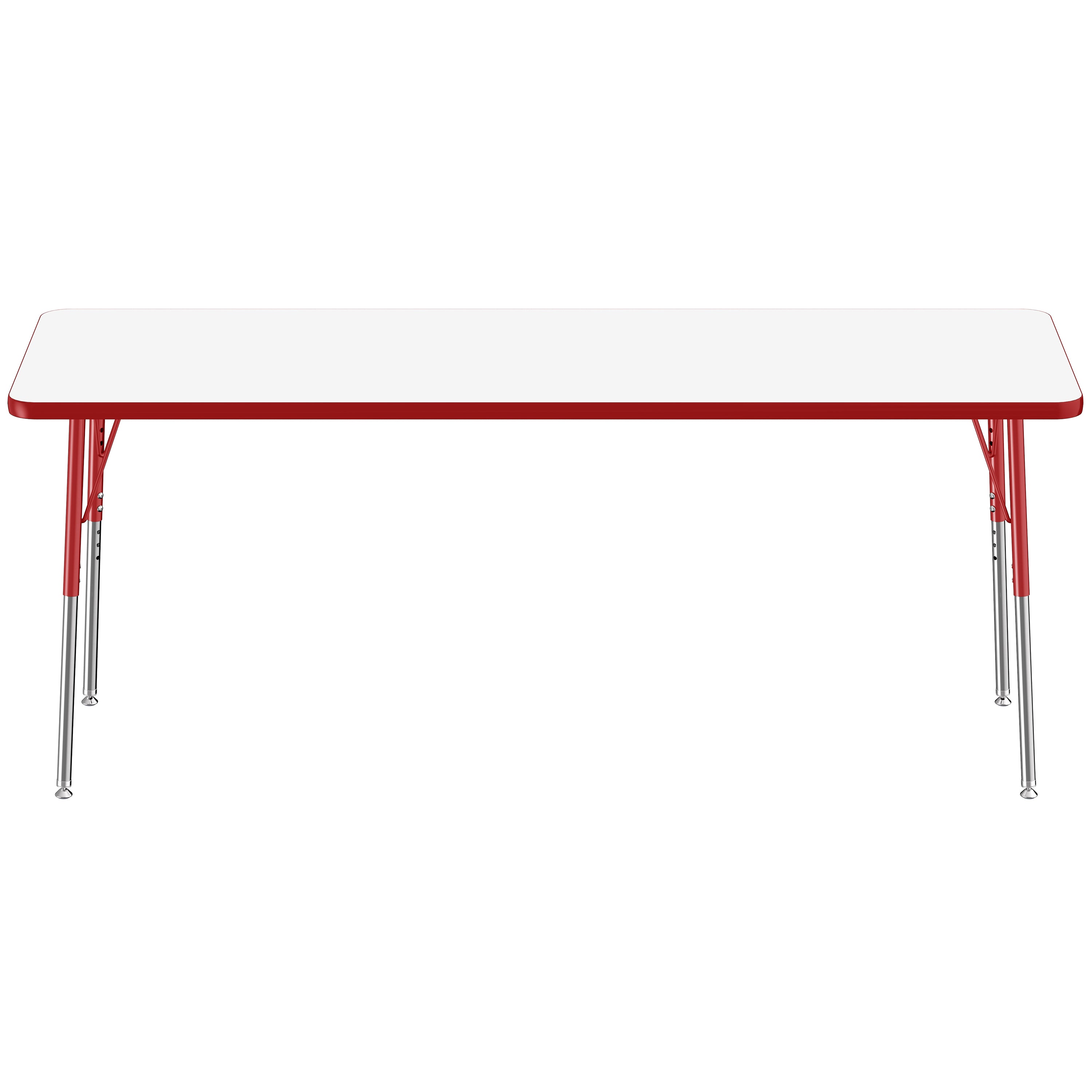 24" x 72" Rectangle Dry-Erase Activity Table with Adjustable Standard Swivel Glide Legs - Whiteboard/Red