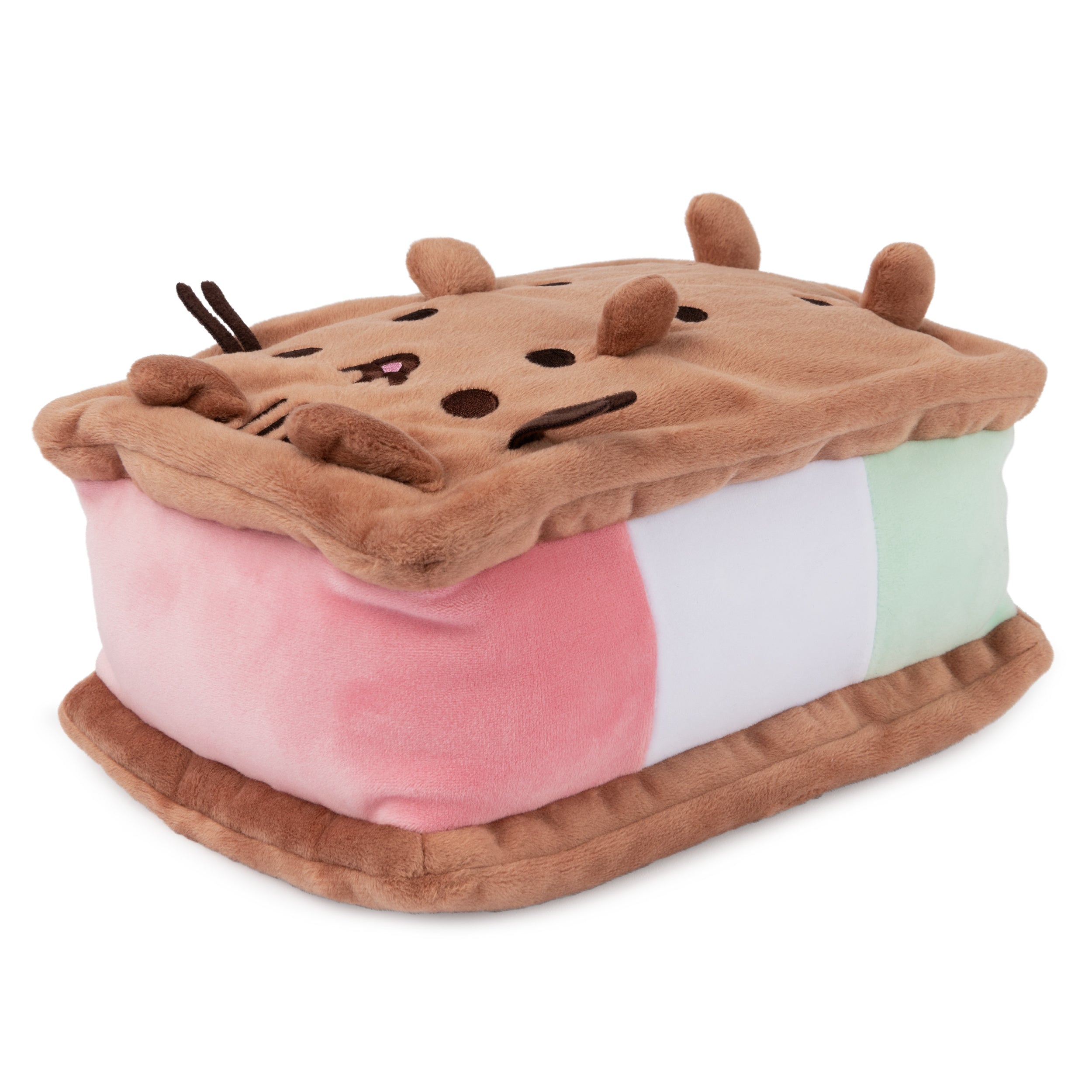 GUND Pusheen Neapolitan Ice Cream Sandwich Pusheen Plush, Stuffed Animal for Ages 8 and Up, Brown, 9.5”
