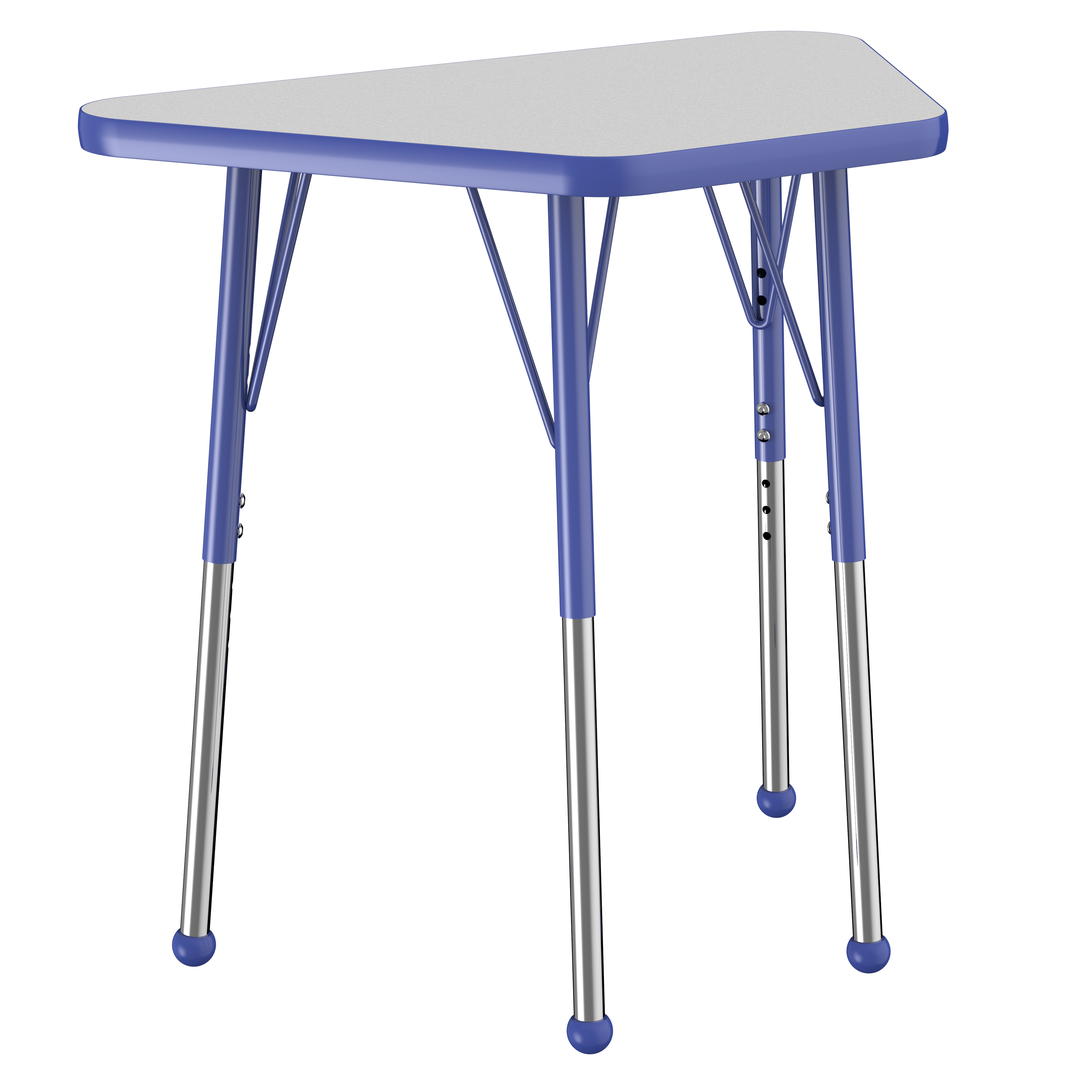 18" x 30" Trapezoid T-Molding Activity Table with Adjustable Standard Ball Glide Legs - Gray/Blue