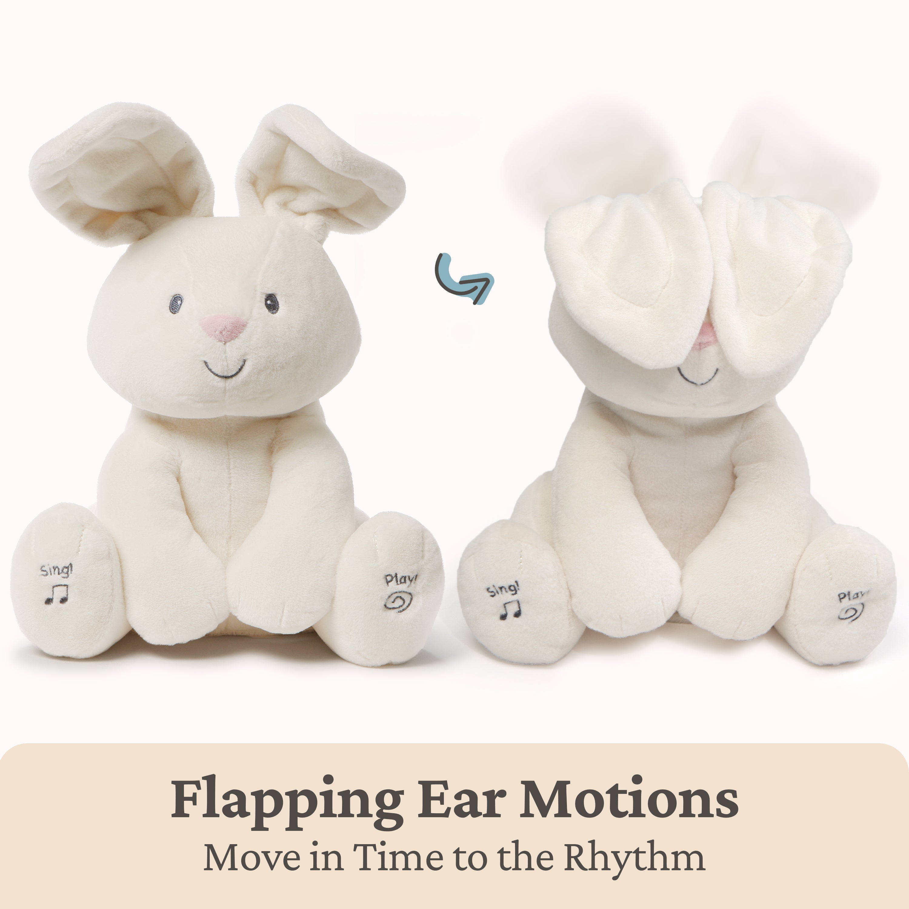Baby GUND Flora the Bunny Animated Plush, Singing Stuffed Animal Toy for Ages 0 and Up, Cream, 12" Styles May Vary