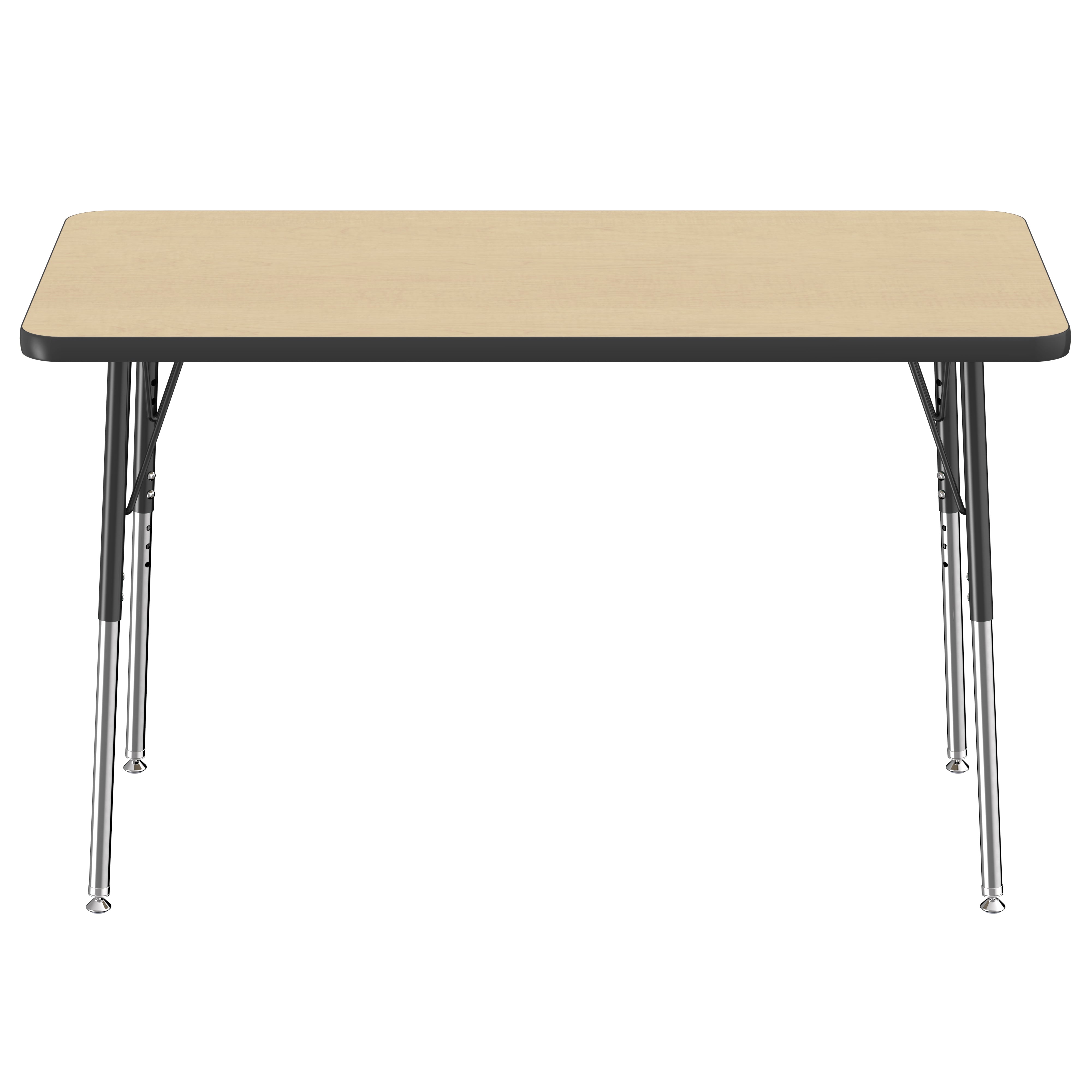24" x 48" Rectangle Thermofused Activity Table with Adjustable Standard Swivel Glide Legs - Maple/Black