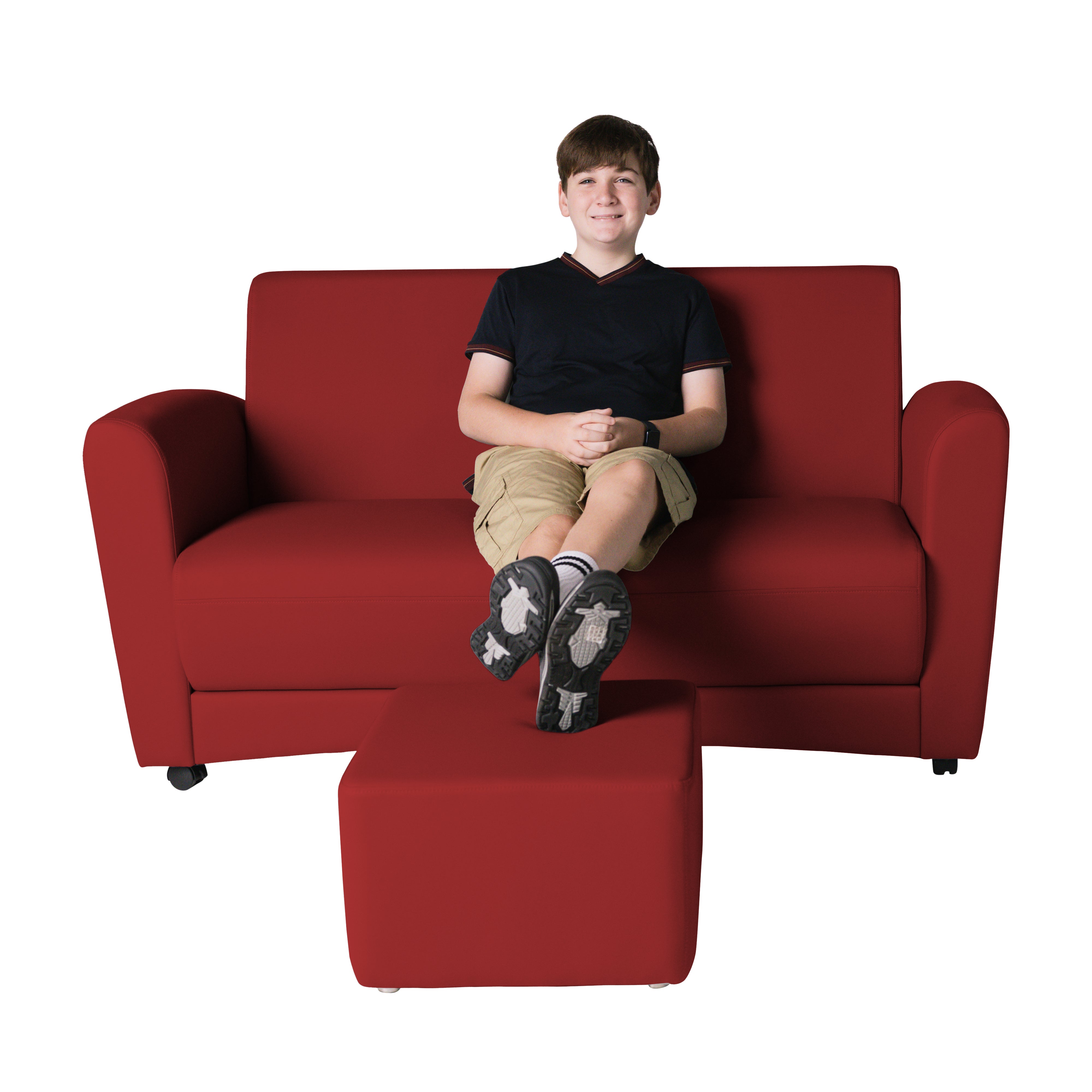 Pro Series Upholstered Square Ottoman 12" Height - Crimson