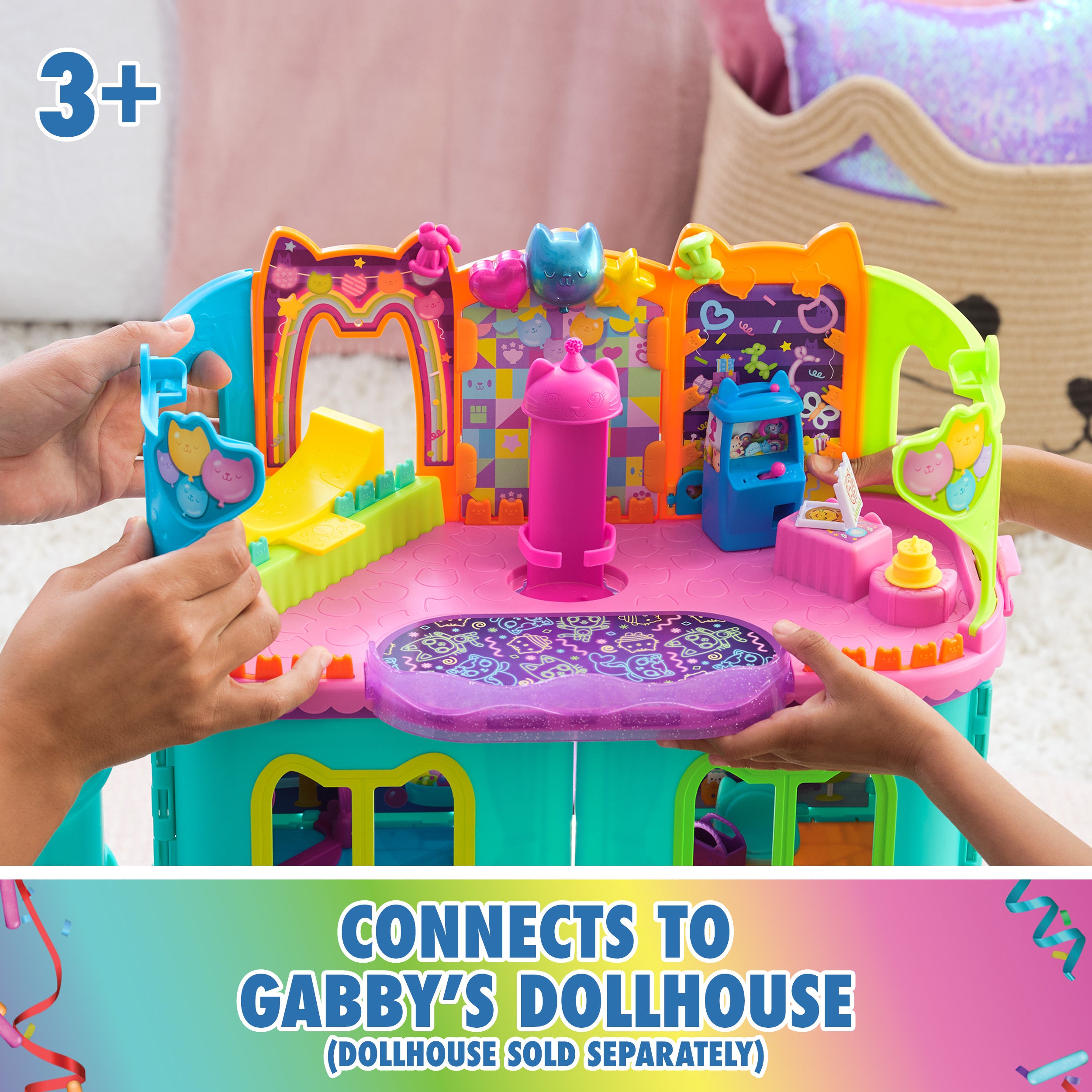 Gabby’s Dollhouse, Party Room Playset with Exclusive Toy Figures, Dollhouse Furniture, Accessories & Fidget Play, Kids Toys for Girls and Boys Ages 3+