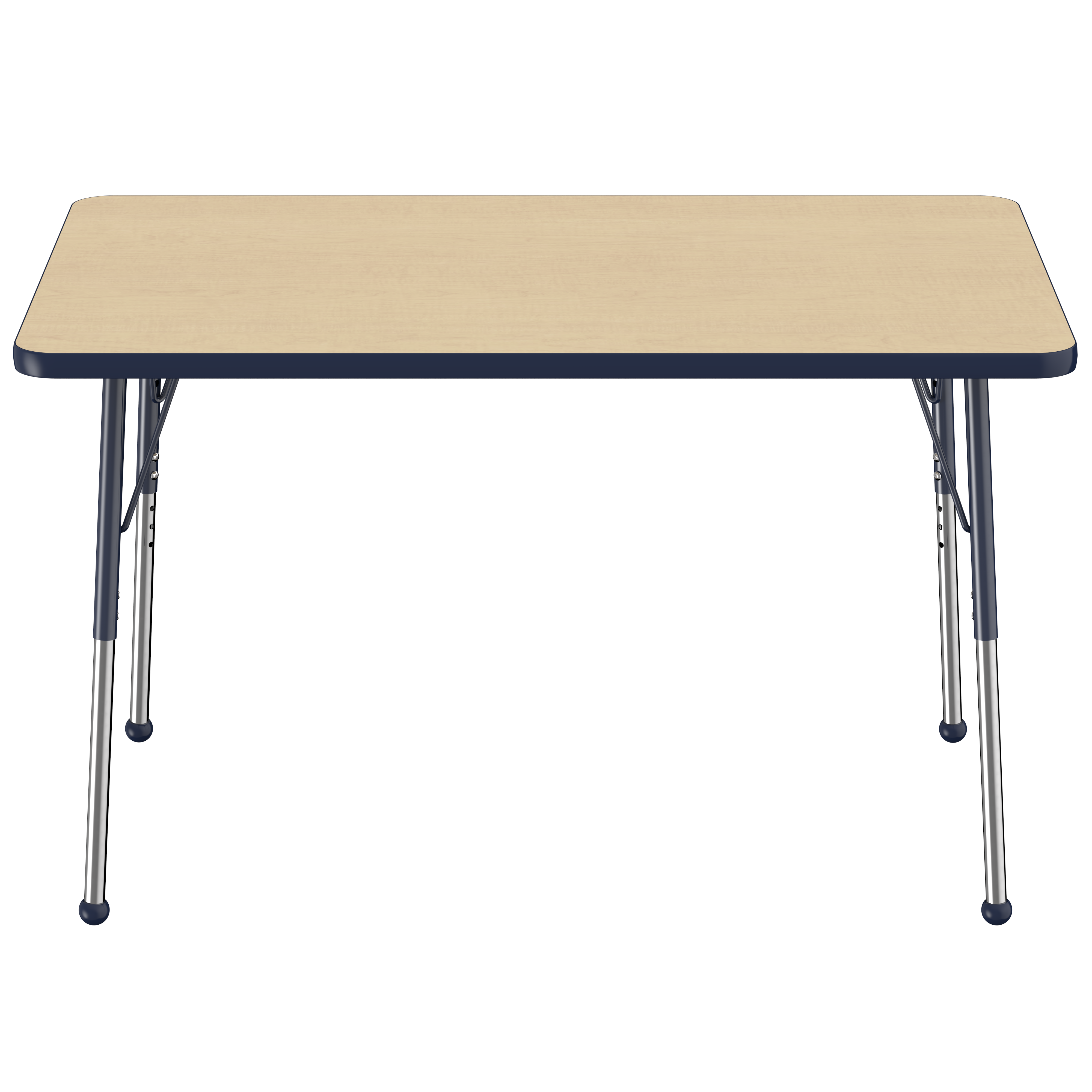30" x 48" Rectangle T-Molding Activity Table with Adjustable Standard Ball Glide Legs - Maple/Navy