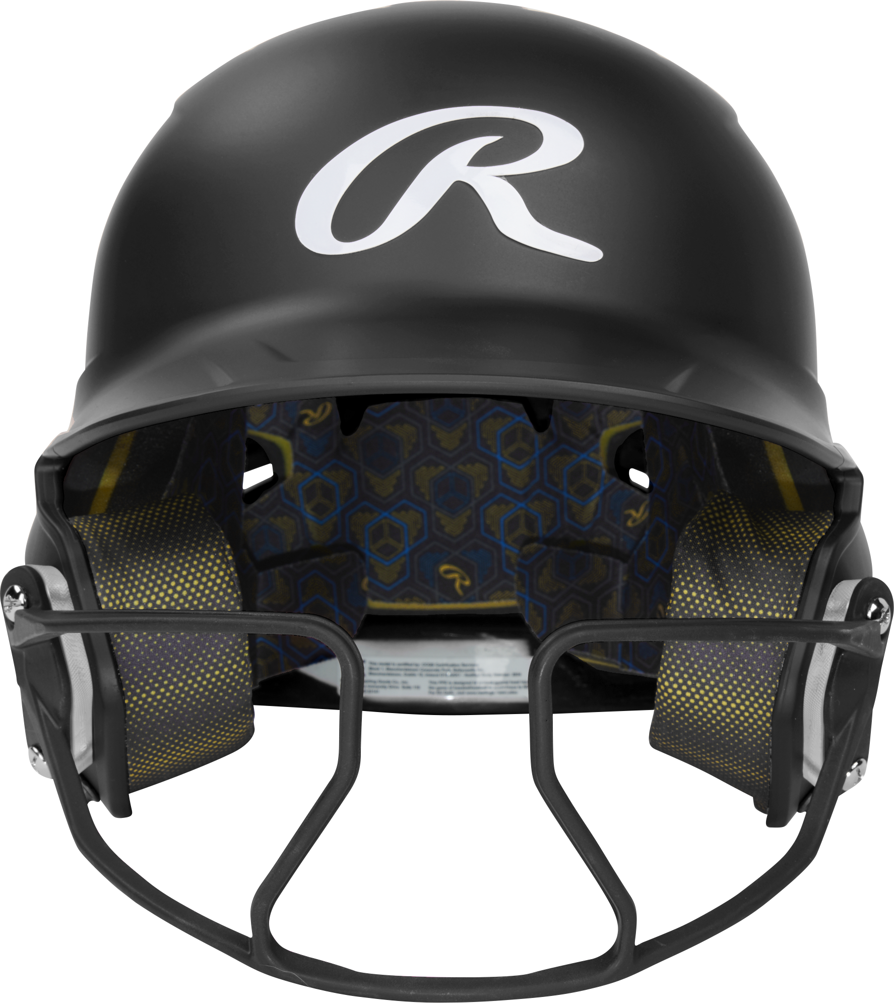 Rawlings Mach Hi-Viz Senior Matte Batting Helmet With Hi-Viz Face Guard - Black
