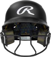 Rawlings Mach Hi-Viz Senior Matte Batting Helmet With Hi-Viz Face Guard - Black