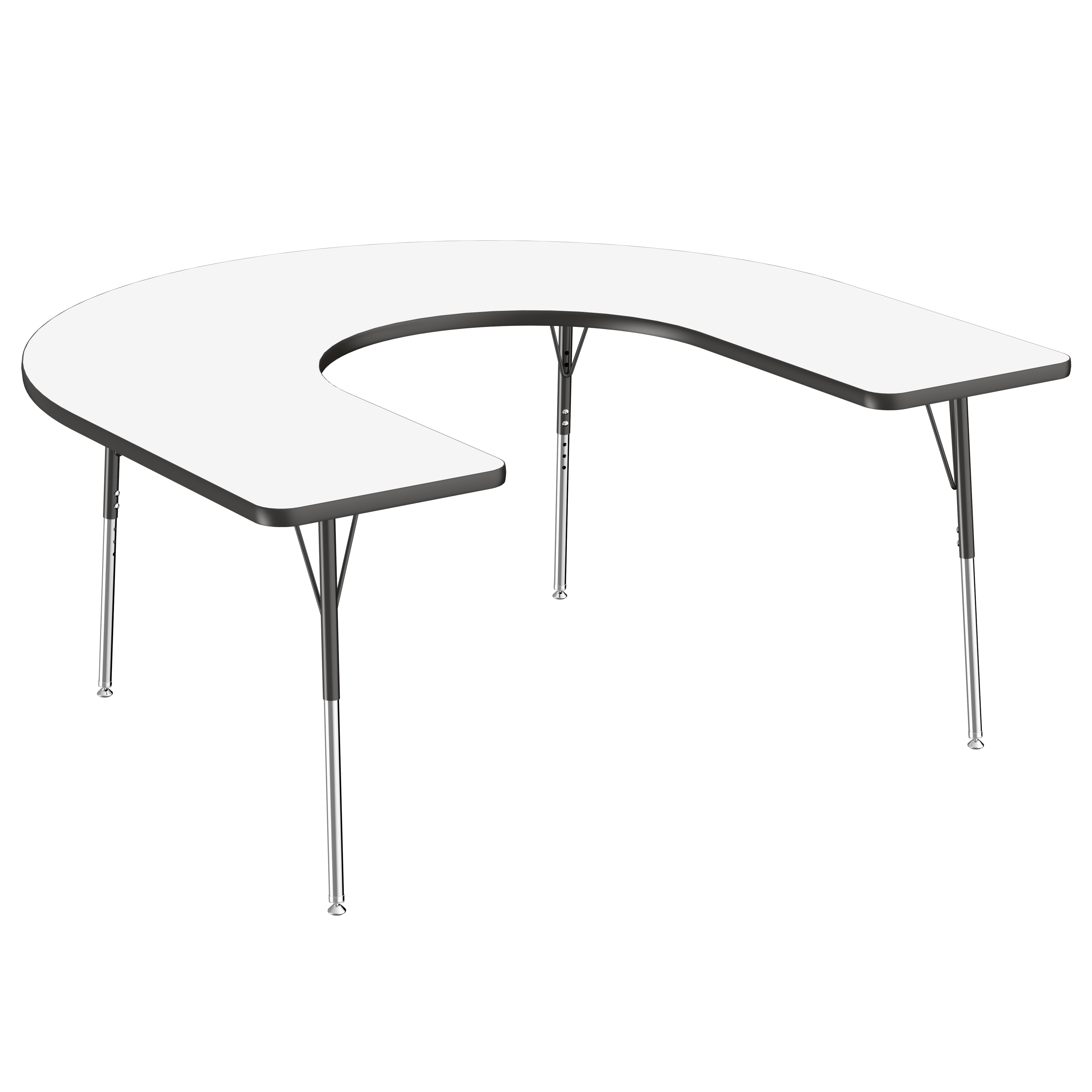 60" x 66" Horseshoe Dry-Erase Activity Table with Adjustable Standard Swivel Glide Legs - Whiteboard/Black