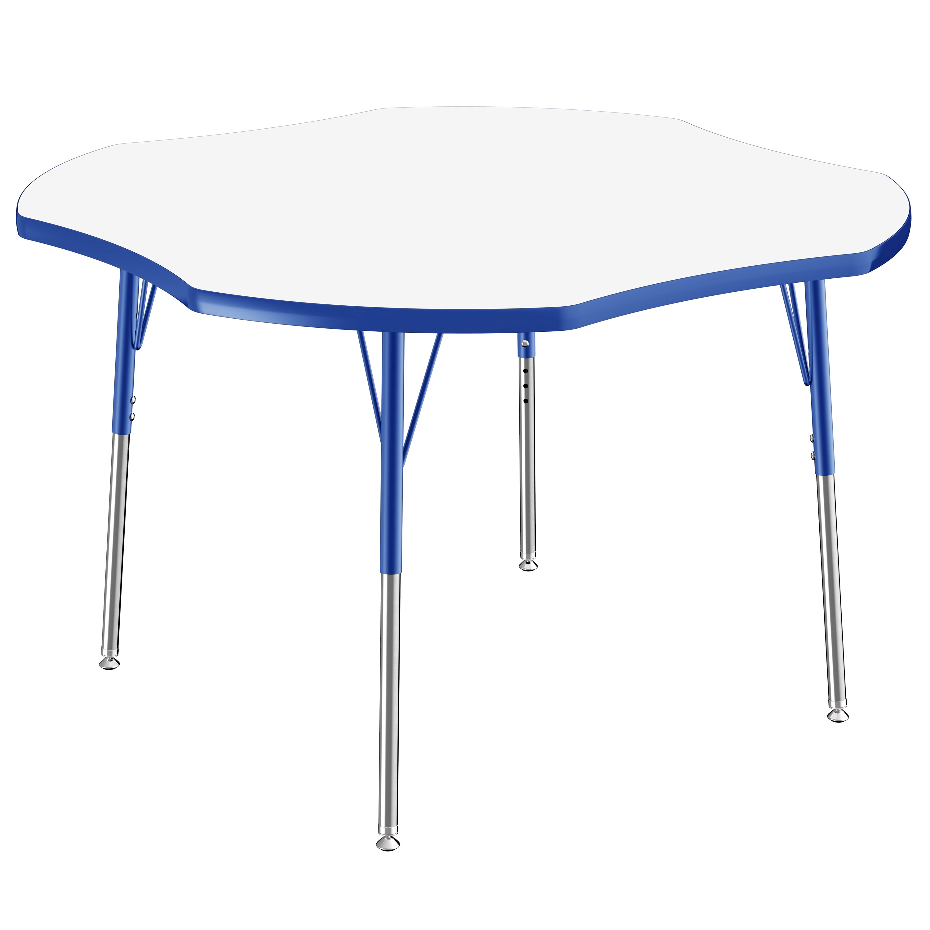 48" x 48" Clover Dry-Erase Activity Table with Adjustable Standard Swivel Glide Legs - Whiteboard/Blue