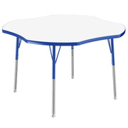 48" x 48" Clover Dry-Erase Activity Table with Adjustable Standard Swivel Glide Legs - Whiteboard/Blue