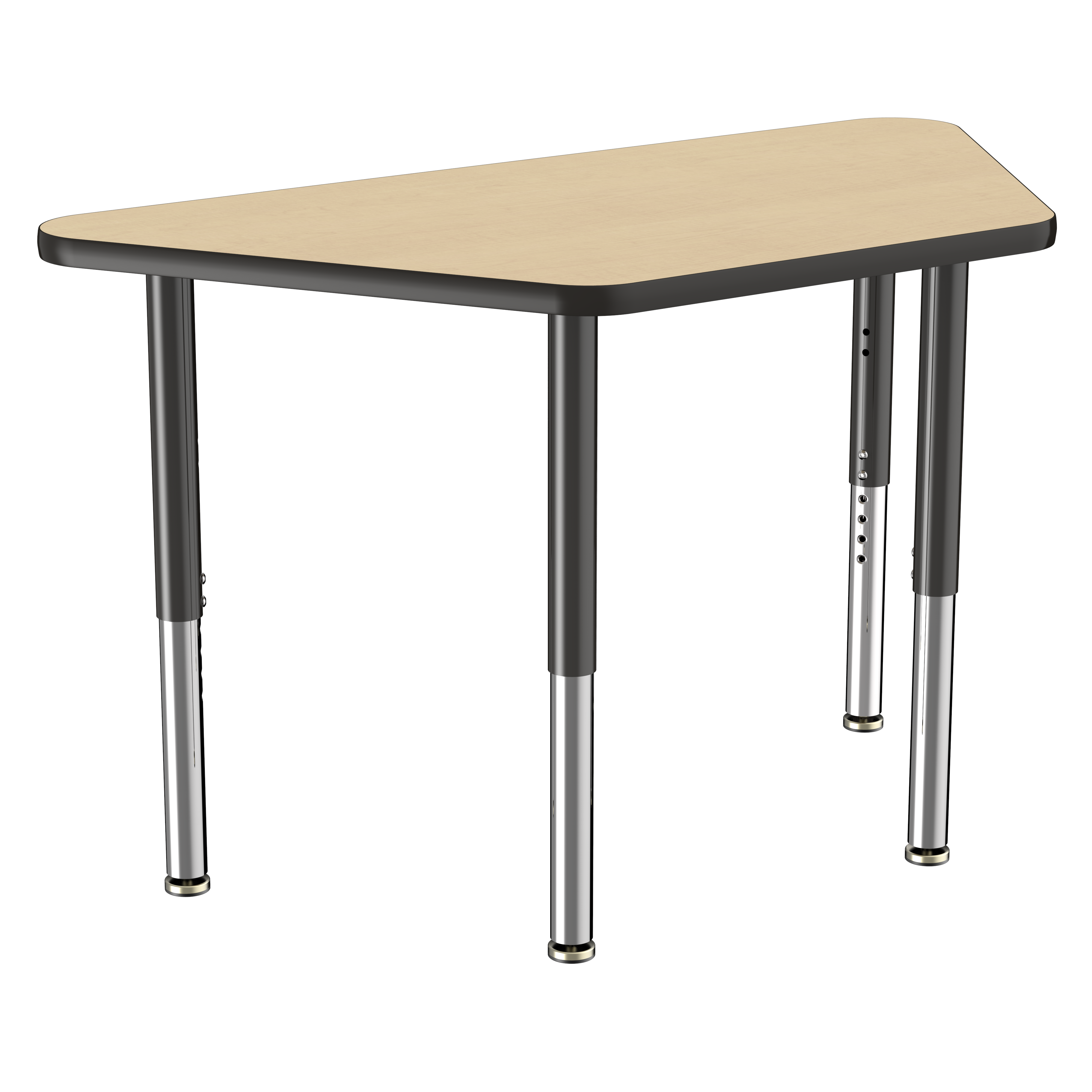 24" x 48" Trapezoid T-Molding Activity Table with Adjustable Super Legs - Maple/Black