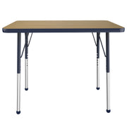 24" x 36" Rectangle T-Molding Activity Table with Adjustable Standard Ball Glide Legs - Pasadena Oak/Navy