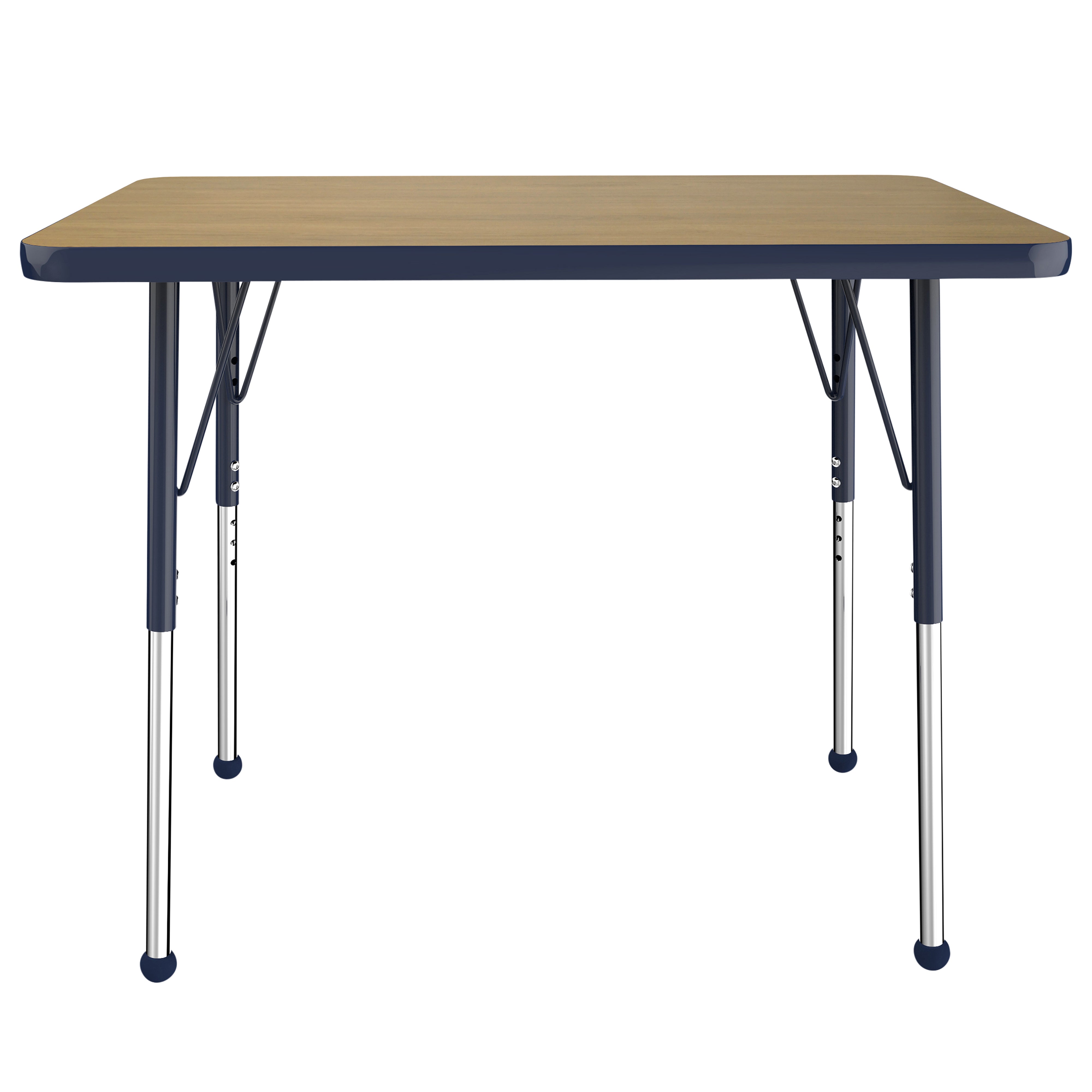 24" x 36" Rectangle T-Molding Activity Table with Adjustable Standard Ball Glide Legs - Pasadena Oak/Navy