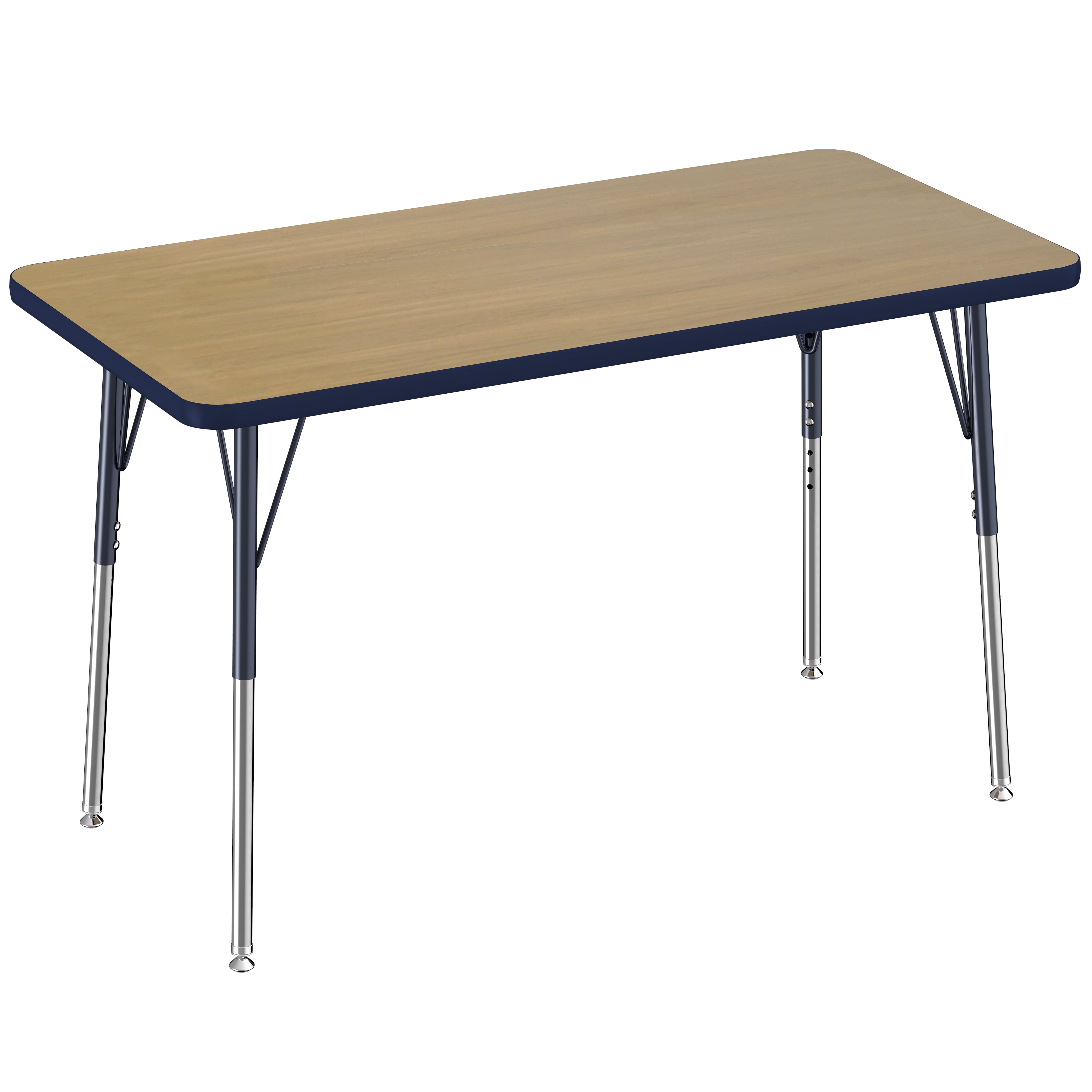 24" x 48" Rectangle T-Molding Activity Table with Adjustable Standard Swivel Glide Legs - Pasadena Oak/Navy