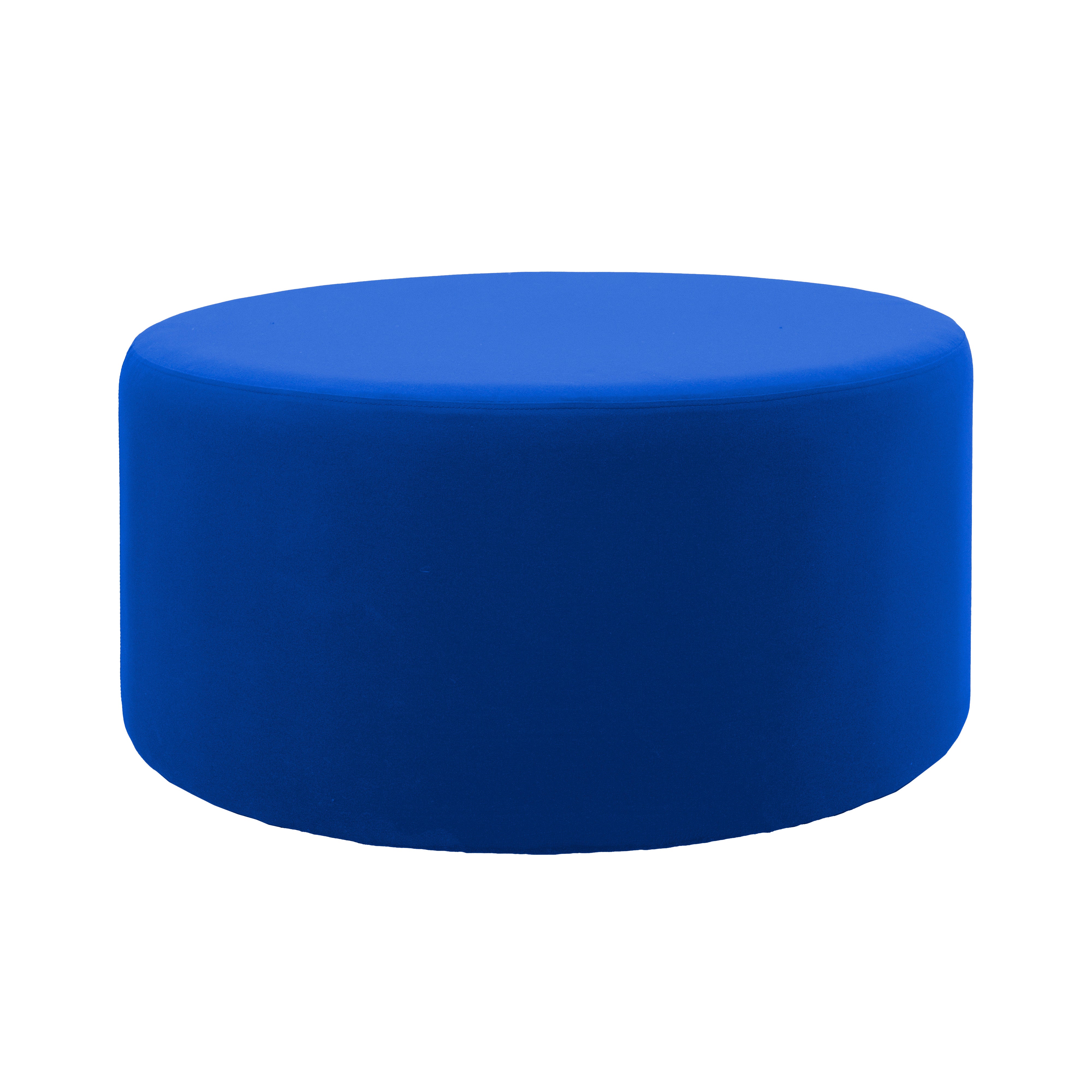 Outdoor 36" Round Ottoman with Sunbrella®, 18" H - Canvas Pacific Blue