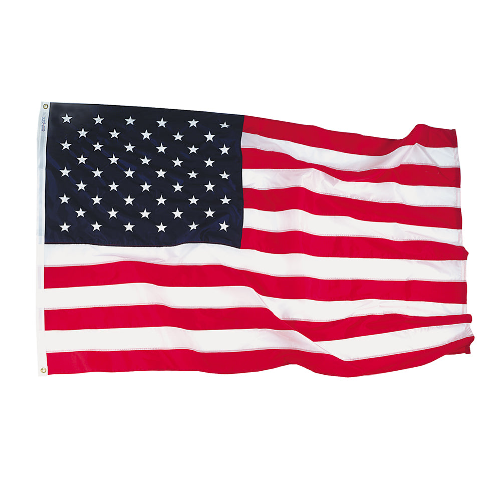 American Flag 2x3 ft. Nylon, 100% Made in USA with Sewn Stripes, Embroidered Stars and Brass Grommets.