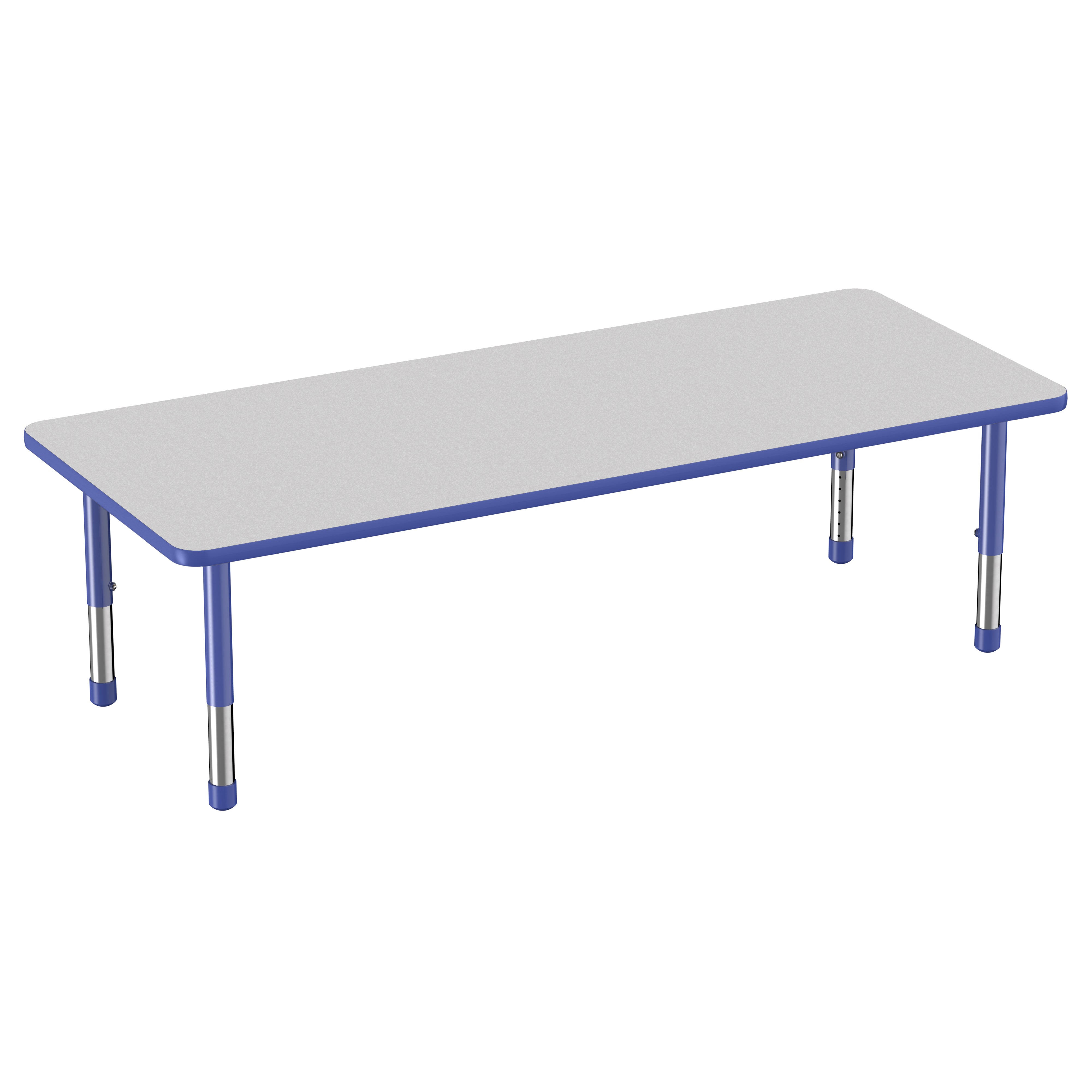 30" x 72" Rectangle Thermofused Activity Table with Adjustable Chunky Legs - Gray/Blue