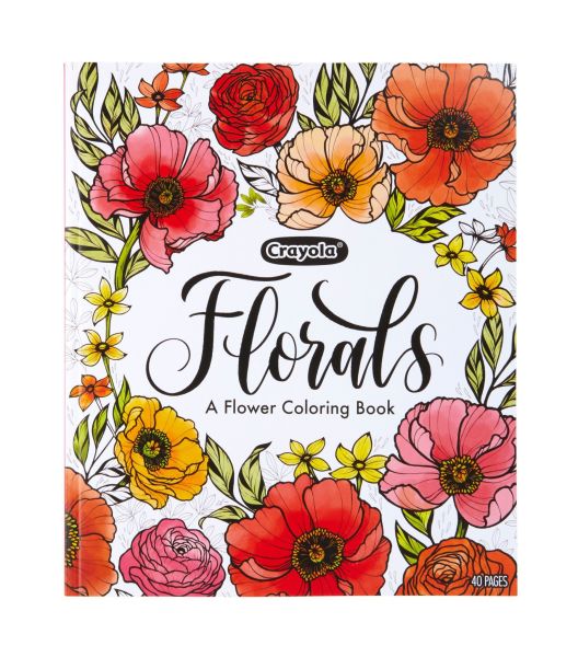 Crayola Flower Coloring Book, Florals, 40 Premium Adult Coloring Pages, Gift